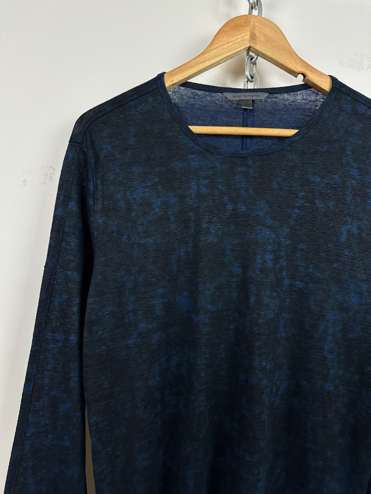 John Varvatos John Varvatos Linen Crewneck Black/Blue Long Sleeve T-Shirt Size US M / EU 48-50 / 2 - 5 Thumbnail