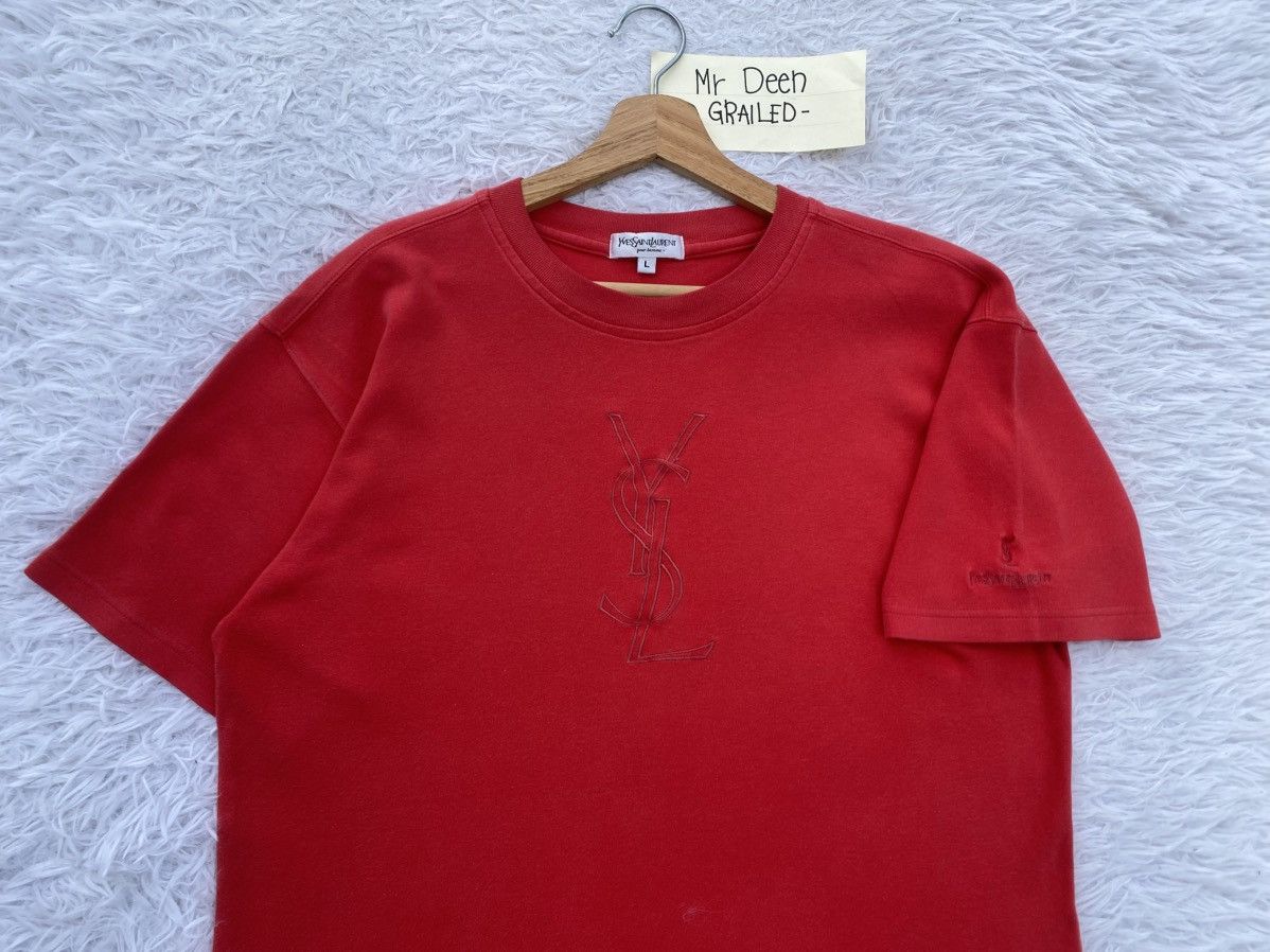 Rare Vintage Yves Saint Laurent YSL Embroidered Logo Tshirt