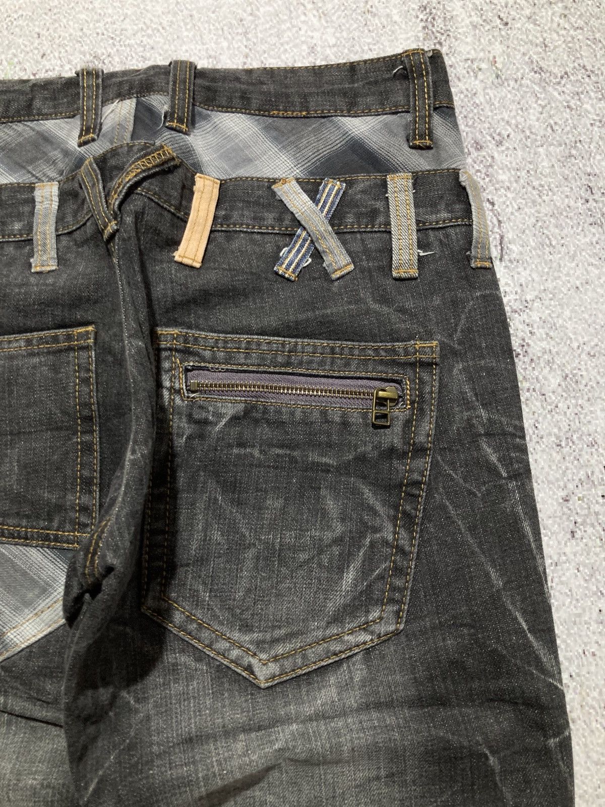 Japanese Brand 2000s Nylaus Double Waist Denim Jeans Pant Faded Y2k Size US 28 / EU 44 - 12 Thumbnail