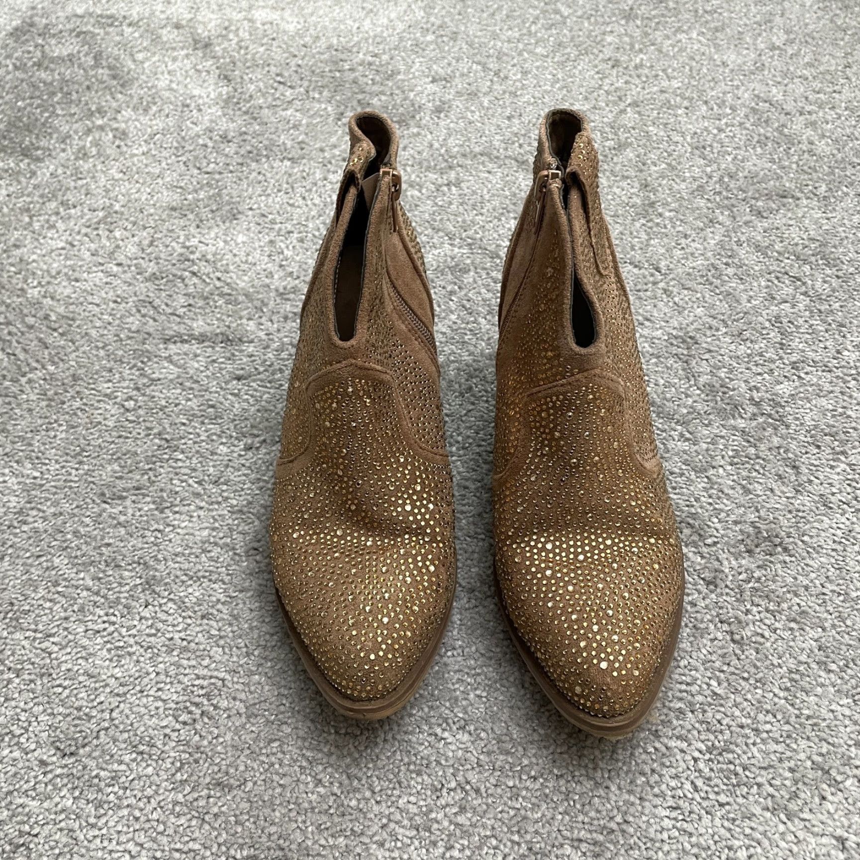 Vintage VINTAGE not? Wait. No vintage. Pierre Dumas Wilder Rhinestone Ankle Boots Womens 6 Brown Pointed Embellished Size US 6 / IT 36 - 2 Thumbnail
