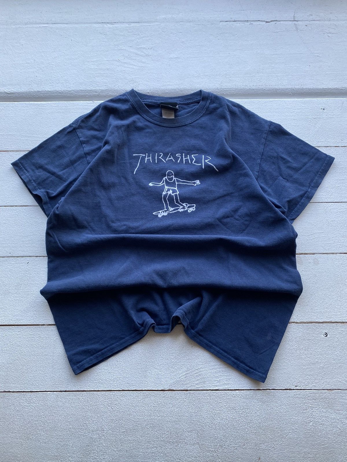 Thrasher × Vintage 🔥Thrasher Skategang Blue Tee Mens Medium Punk Opium Size US M / EU 48-50 / 2 - 1 Thumbnail