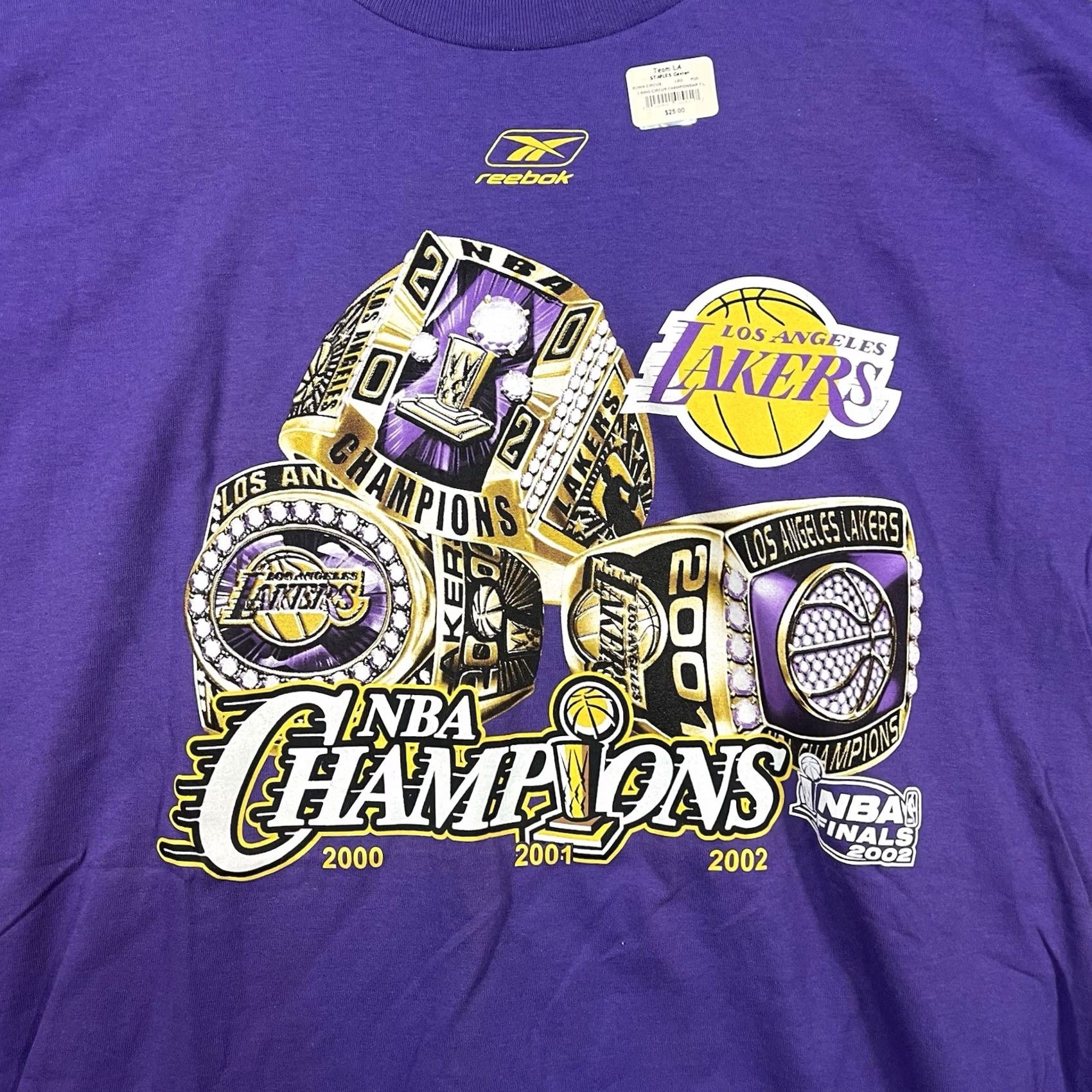 Reebok VINTAGE Reebok Lakers Championship Rings T Shirt L Men Purple Kobe Bryant Shaq 2002 2002 Y2K Sports Cotton Logo Hoodie? Size US L / EU 52-54 / 3 - 2 Thumbnail
