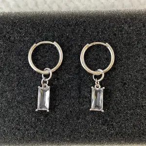 Jewelry × Sterling Silver × Vintage 925 Silver Plated Crystal Dangle Drop Earrings for Men Women Size ONE SIZE - 2 Thumbnail