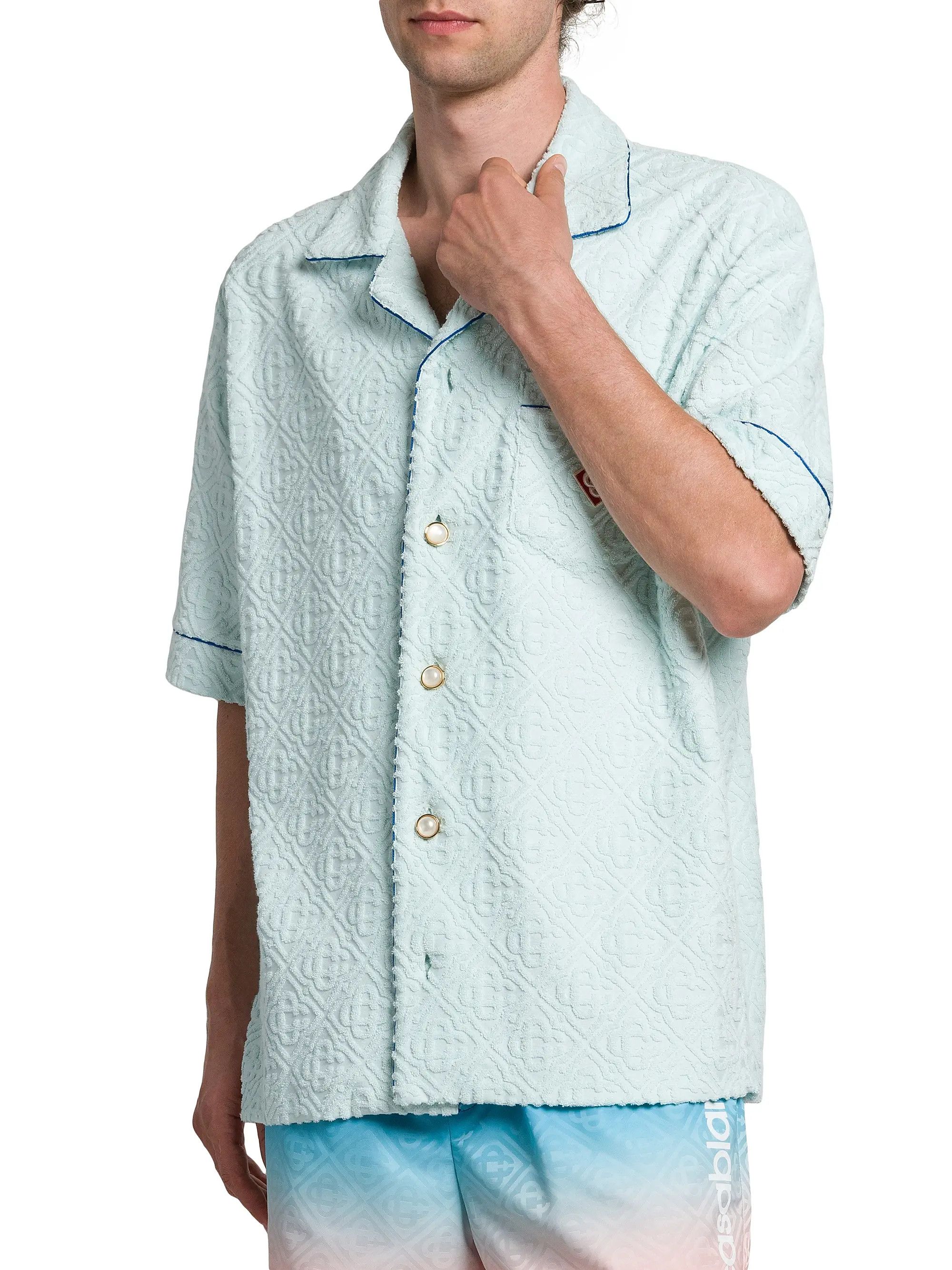 Casablanca os11x0725 Monogrammmed Textured Terry Imitation Pearl Shirt Size US S / EU 44-46 / 1 - 4 Thumbnail