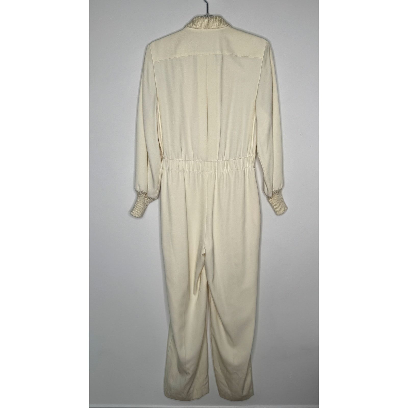 Vintage 1980s Ivory Crest Tuxedo Jumpsuit Gold Button Power Suit S Size 28" / US 6 / IT 42 - 4 Thumbnail
