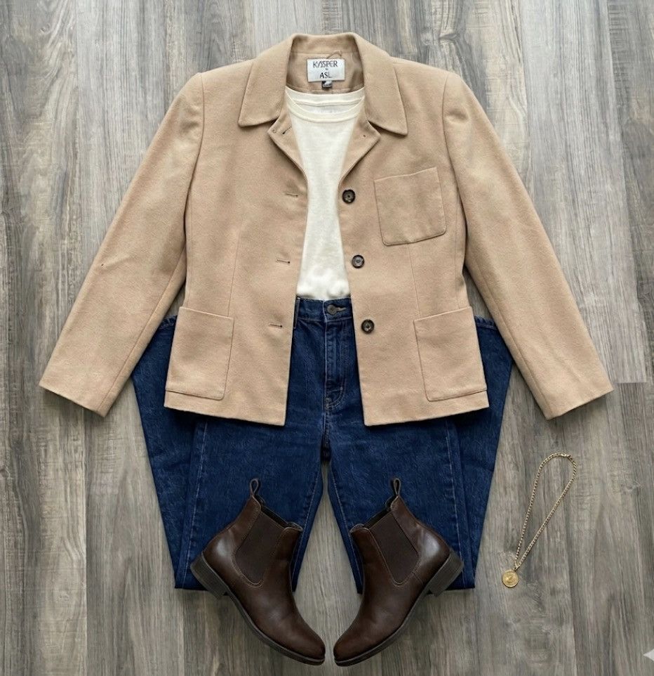 Kasper VTG Kasper 100% Wool Camel Blazer-Professional Size-8 Size M / US 6-8 / IT 42-44 - 1 Thumbnail