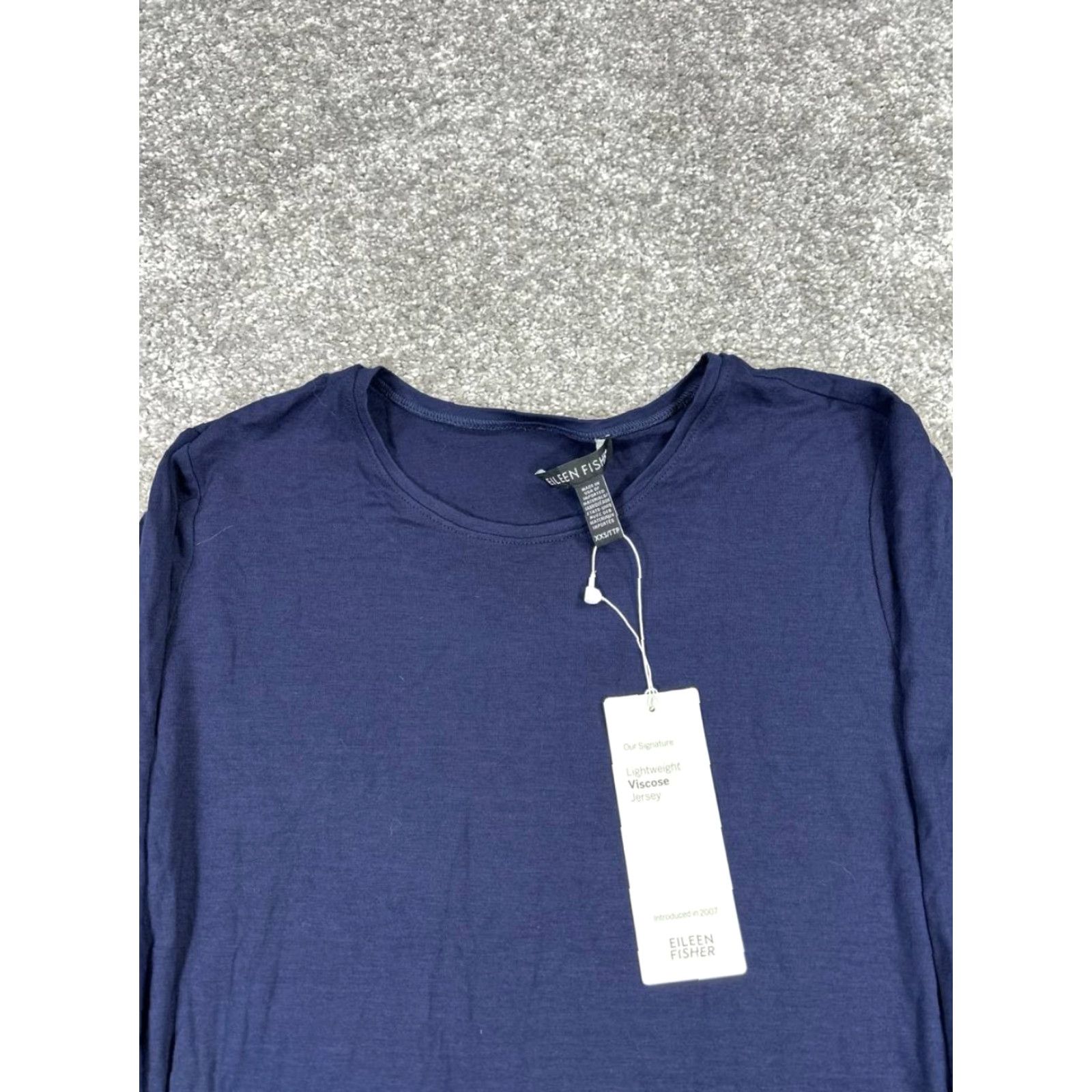 Eileen Fisher Eileen Fisher Womens 2XS Blue Knit Pullover Sweater Casual Long Sleeve Crew Neck Dolman Sleeve Regular Fit Size XXS / US 00 / IT 34 - 2 Thumbnail