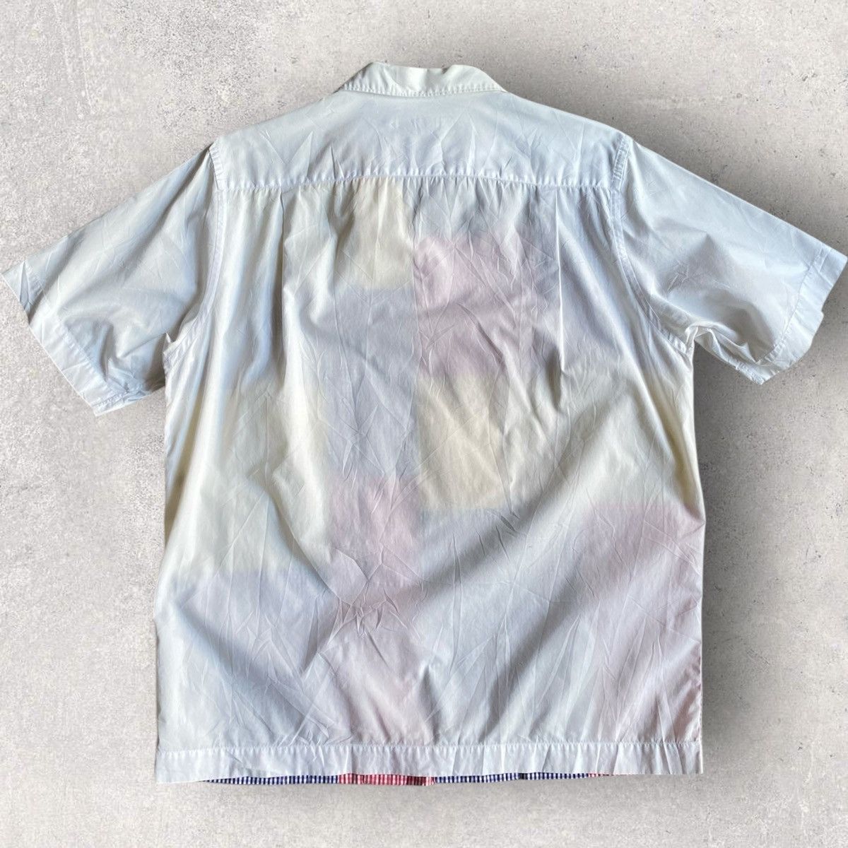 SS00 Plaid Patchwork Open Collar Shirt