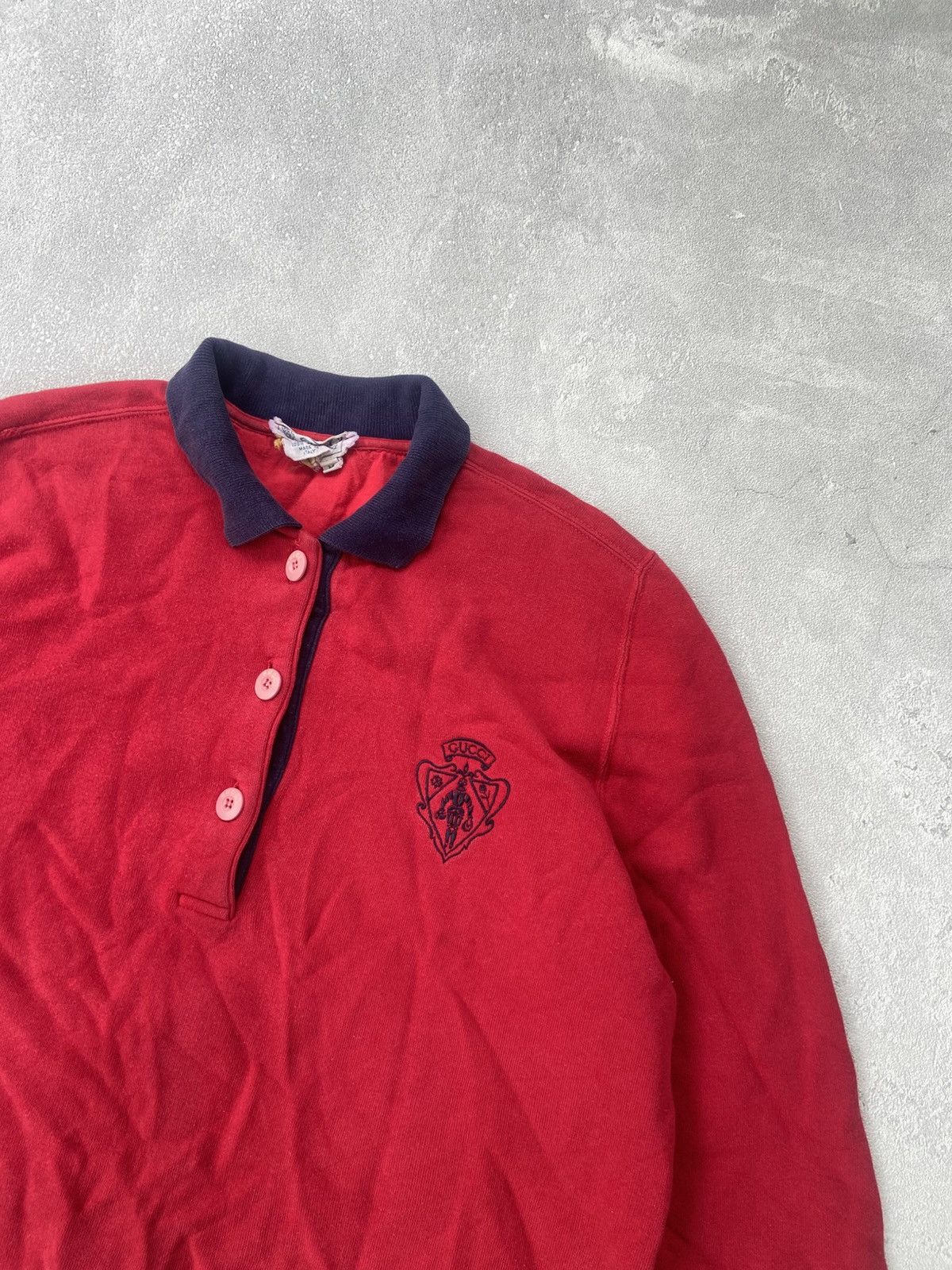 Gucci 90's Gucci Vintage sweatershirt half button red Size US M / EU 48-50 / 2 - 2 Thumbnail