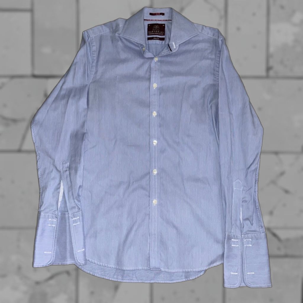 Vintage Sartorial Slim Fit Blue Shirt Mens 15/38 Dress Shirt Regular Slimming Men Blue 100%? Size US M / EU 48-50 / 2 - 1 Thumbnail