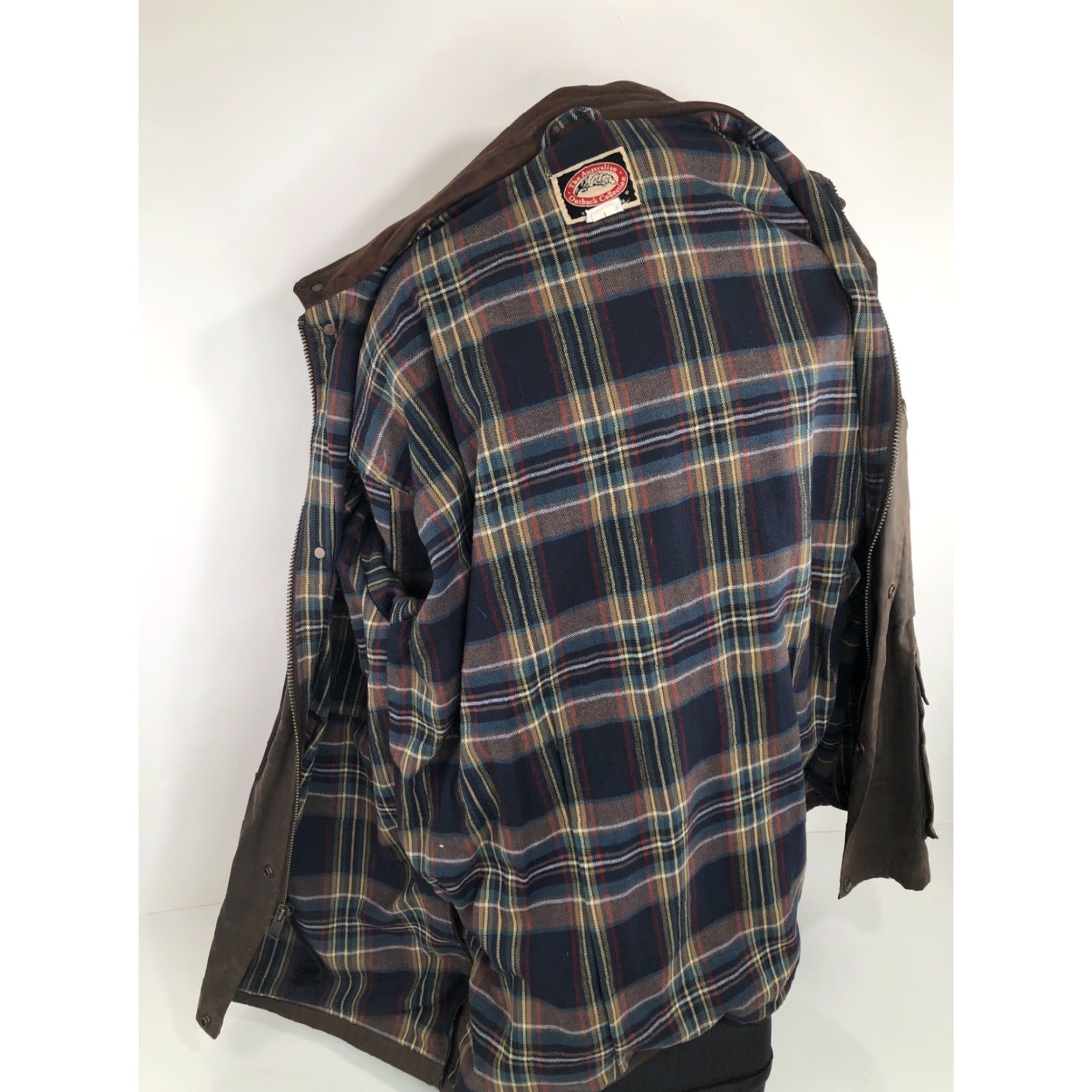 Vintage THE AUSTRALIAN OUTBACK COLLECTION OILSKIN Ranch XL - LEATHER TRIM Duster Jacket Shirt Mens XL Brown Oilskin Cotton Leather Trim Walkabout Field Chore Size US XL / EU 56 / 4 - 7 Thumbnail