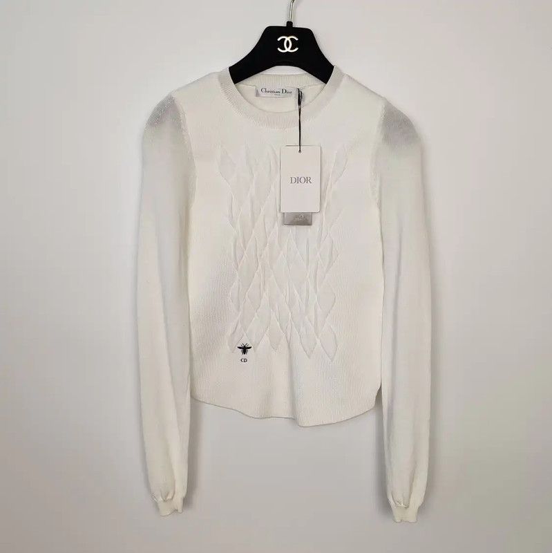 Dior Dior White Cotton Pullover Sweater for Women 0089 Size S / US 4 / IT 40 - 1 Thumbnail