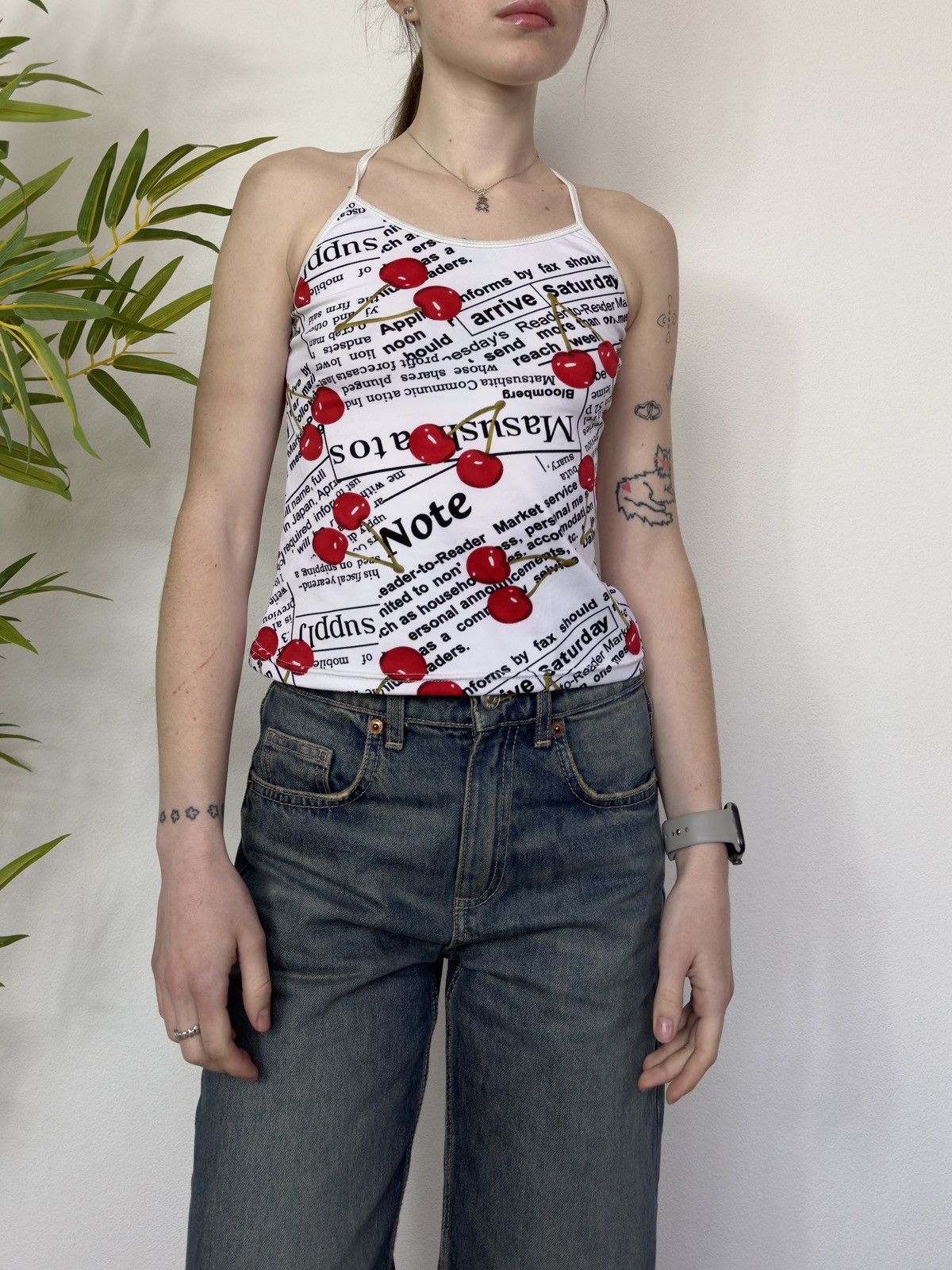 Vintage VINTAGE GALLIANO STYLE GAZETTE 2000s CHERRY TERMO TANK TOP Size S / US 4 / IT 40 - 1 Thumbnail