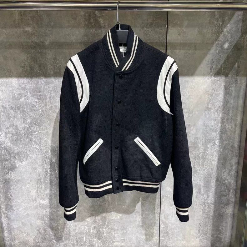 SLP Sheepskin Black White Varsity Jacket - dmc