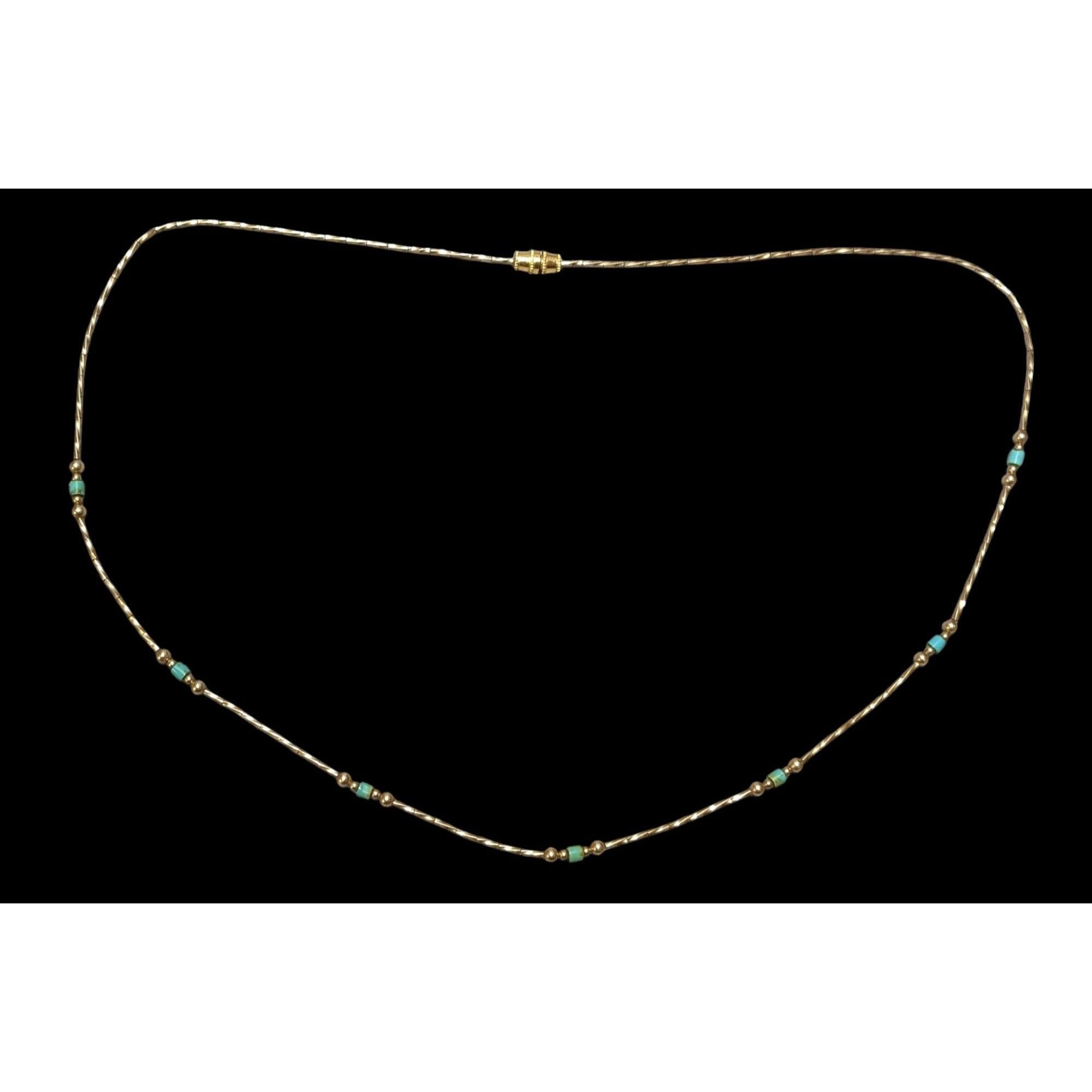 Other Minimalist Elegant Turquoise And Gold Beaded Necklace Size ONE SIZE - 1 Thumbnail