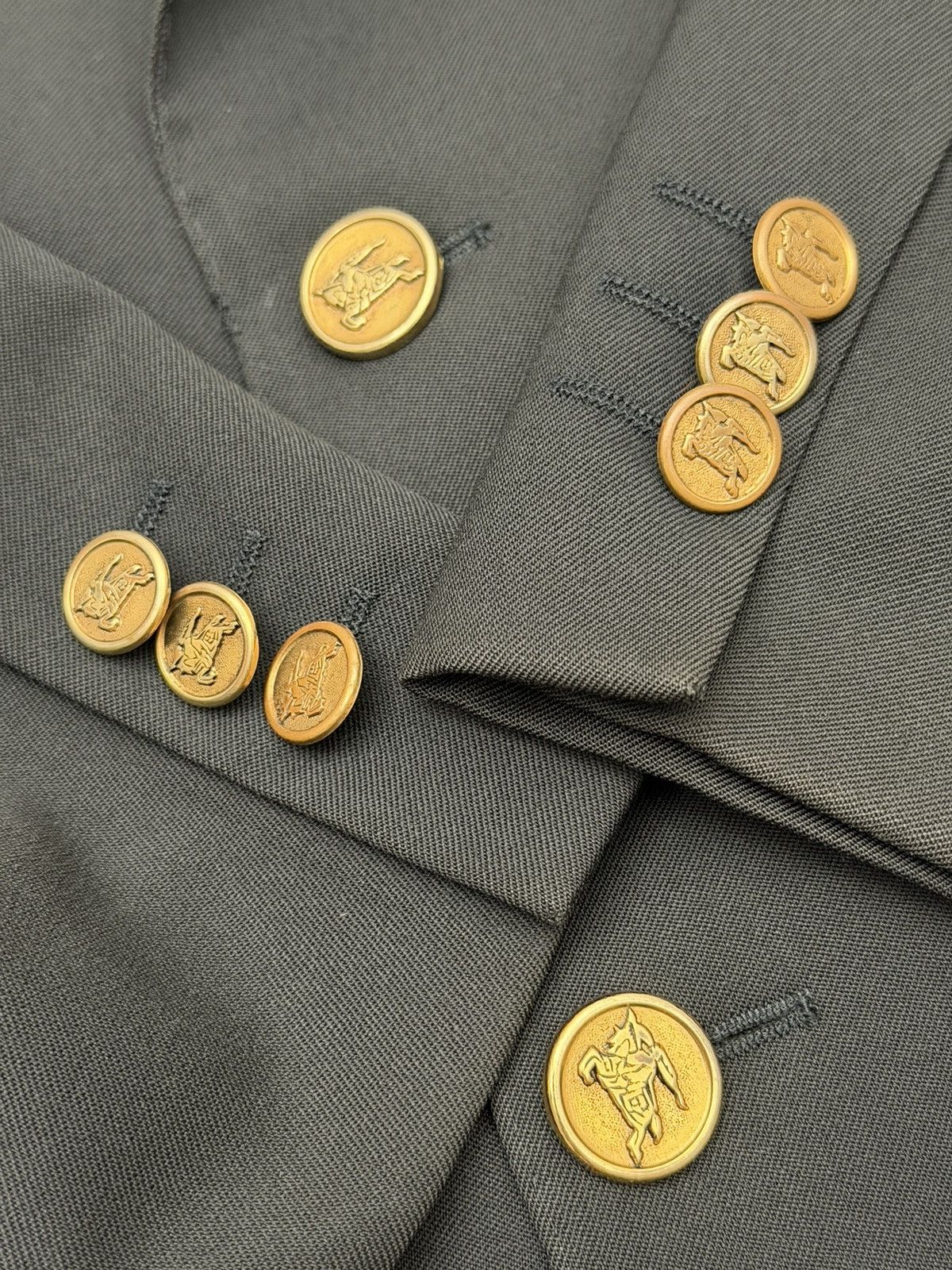 Burberry Vtg Burberrys Double Breasted Wool Blazer Gold Buttons 44R Size 44R - 4 Thumbnail