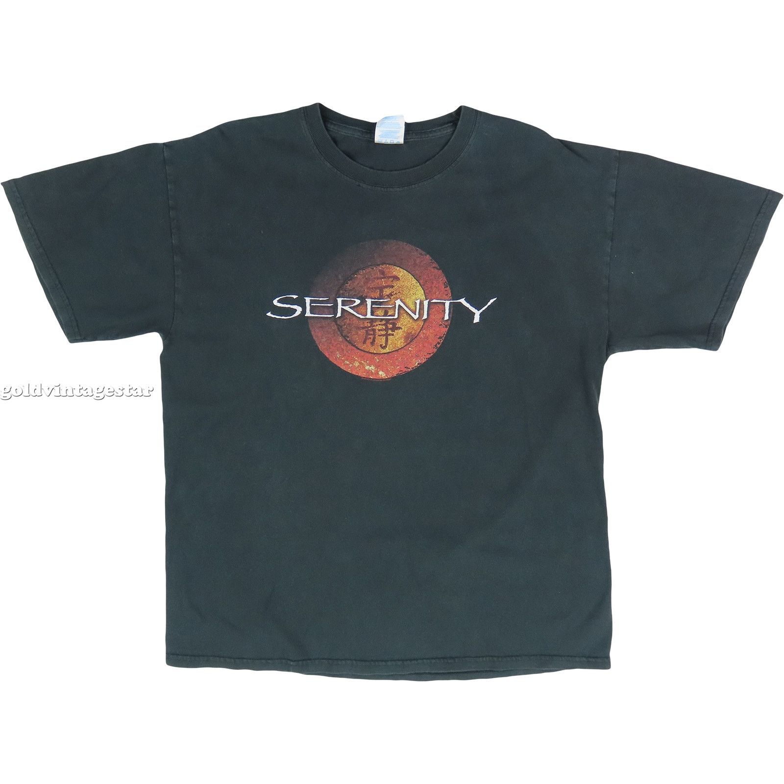 Vintage Serenity FireFly Tee L: Retro Fusion, Sunset Art