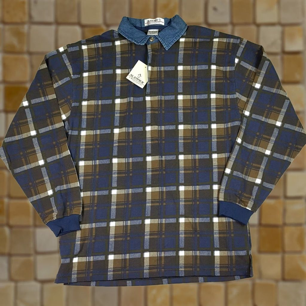 Vintage VINTAGE Munsingwear Plaid Long Sleeve Polo Shirt Shirt Mens L Blue 90s 80s Workwear Collared Button-Up Size US L / EU 52-54 / 3 - 1 Thumbnail