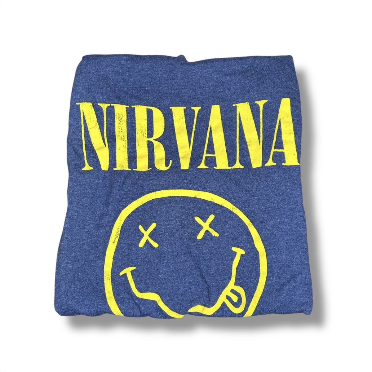 Nirvana Nirvana Dark Blue and Yellow Graphic Tee Sz Small - "Harley" Size S / US 4 / IT 40 - 1 Thumbnail