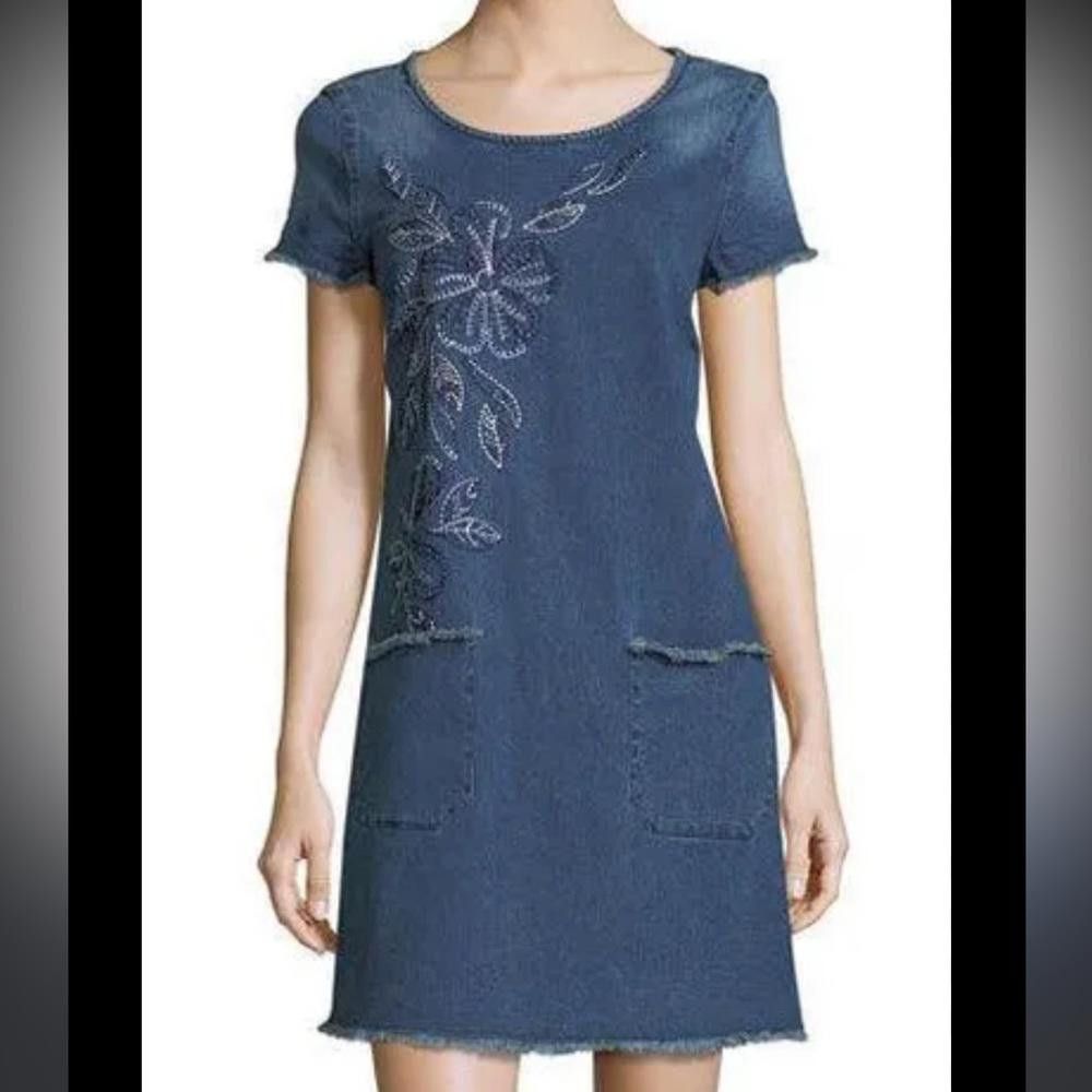 Designer Nanette Lepore l Denim Fringe Dress XS Size XS / US 0-2 / IT 36-38 - 1 Thumbnail