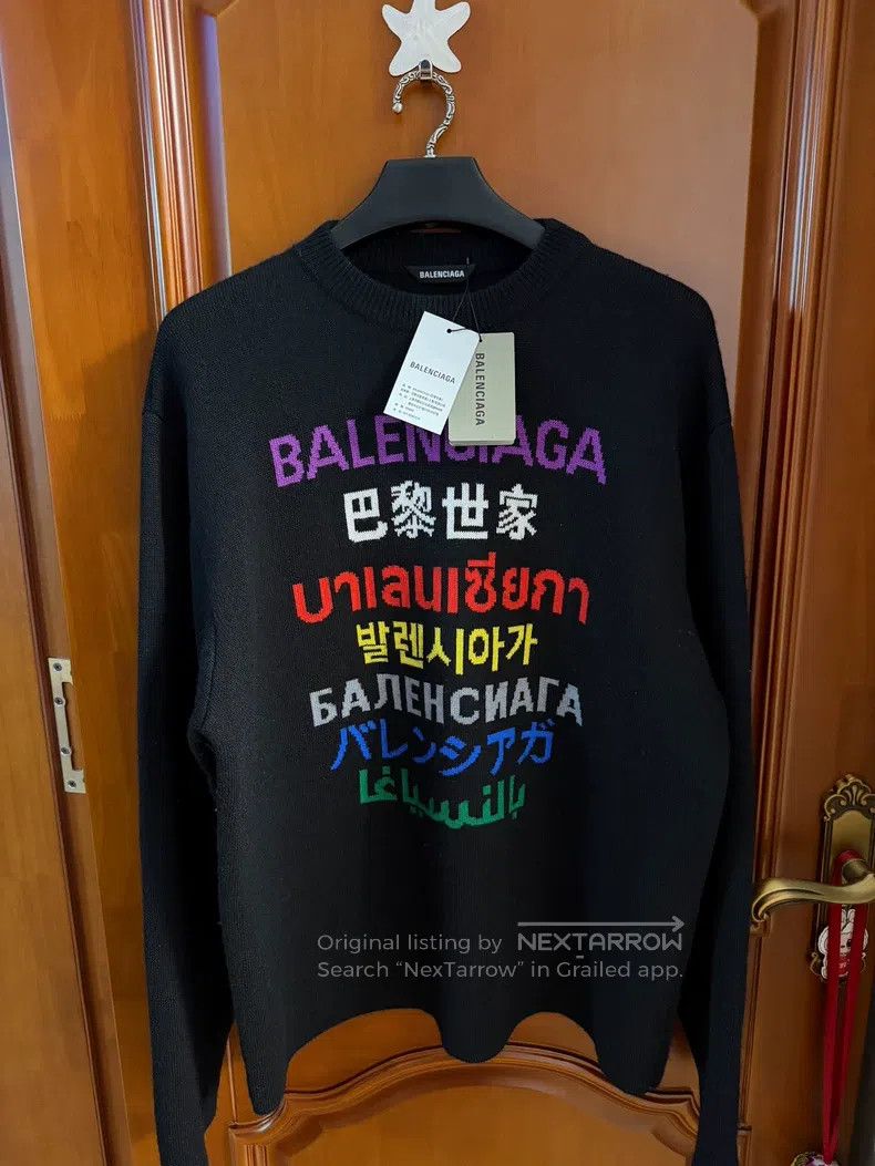 Balenciaga Balenciaga Seven Nation Slogans Rainbow Wool Knit Sweater Size US S / EU 44-46 / 1 - 1 Thumbnail