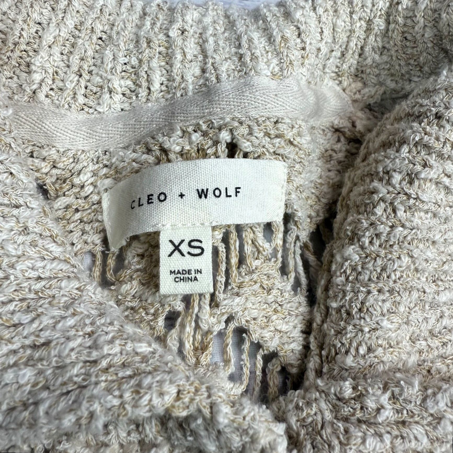 Vintage Cleo + Wolf Cardigan XS Beige Open-Knit Collared Cropped Waist Womens Sweater Size XS / US 0-2 / IT 36-38 - 5 Thumbnail