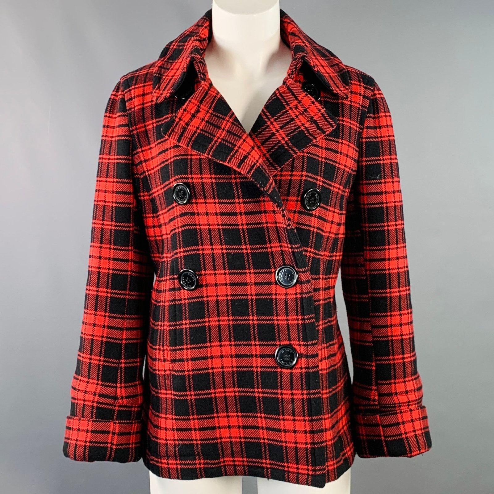 Marc by Marc Jacobs MARC by MARC JACOBS Red Black Wool Double Breasted Coat Size M / US 6-8 / IT 42-44 - 1 Thumbnail
