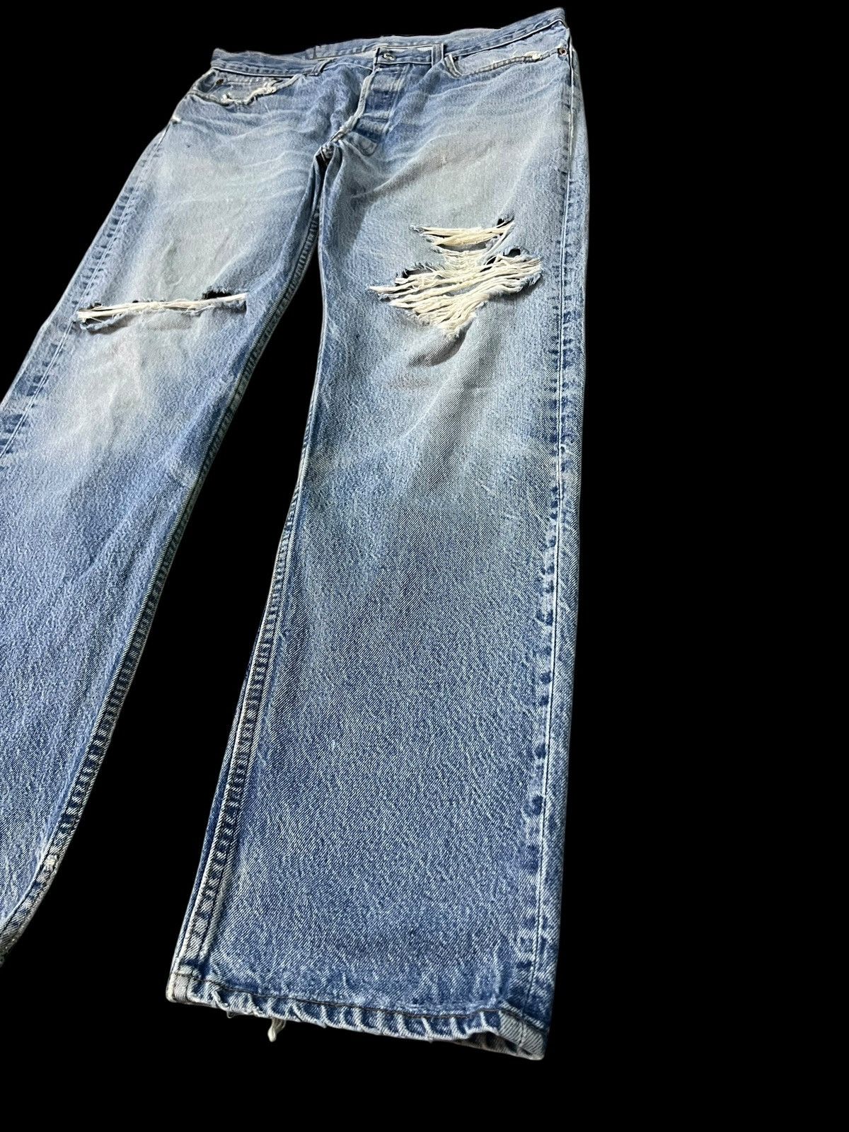 Levi's Vintage 90’s Levi’s 501 Mud Wash Distressed Ripped Jean Size US 34 / EU 50 - 2 Thumbnail