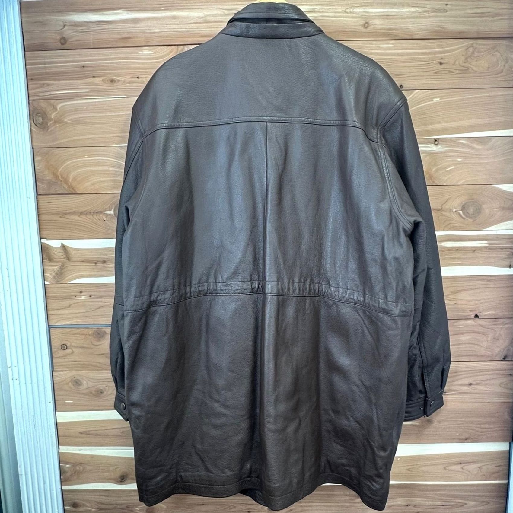 Orvis Orvis Leather Jacket Long Trench Coat Hooded Parka Adjustable Waist Men's L Brown Zip Size US L / EU 52-54 / 3 - 7 Thumbnail
