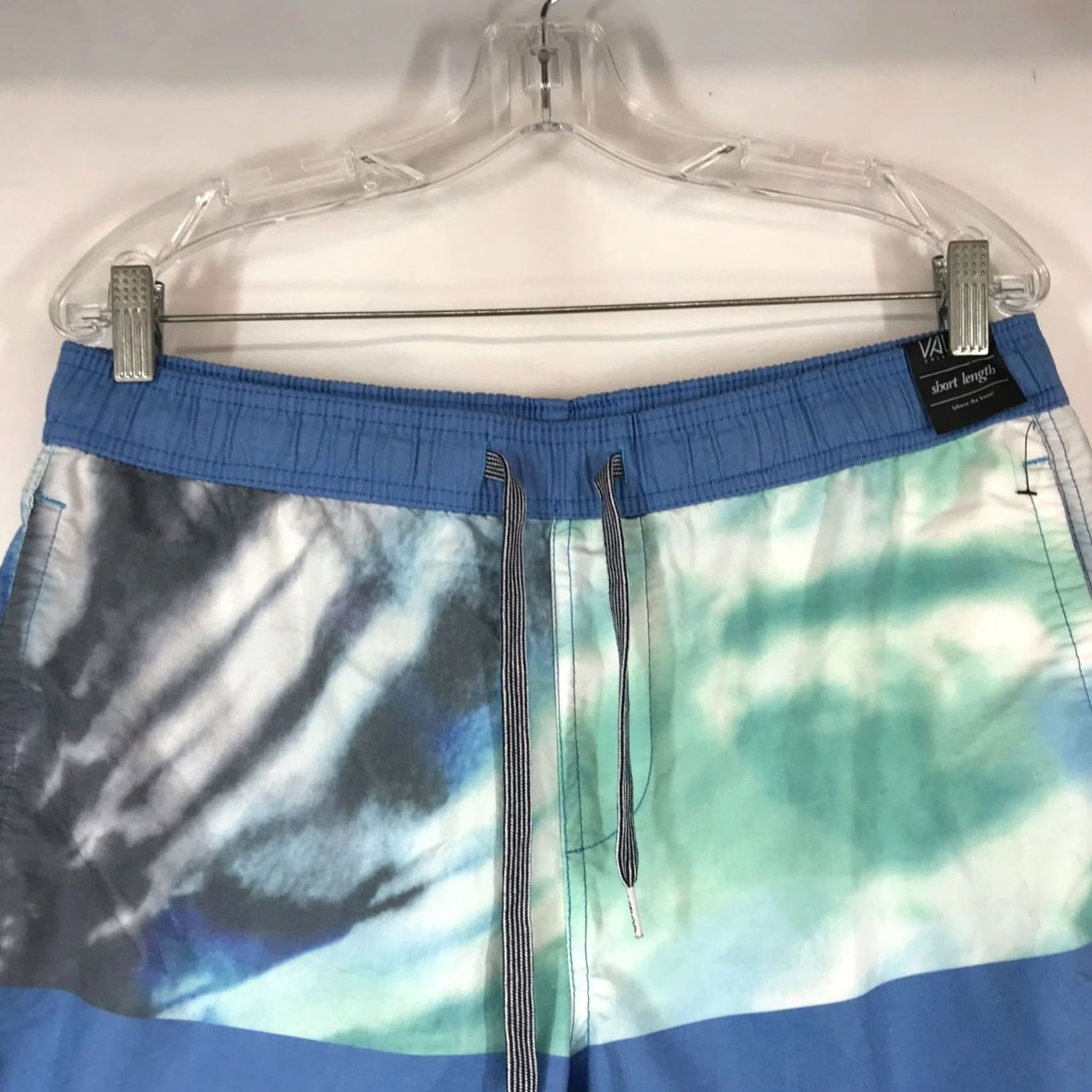 Vintage VALOR MEN'S L BLUE ELASTIC WAIST COTTON BLEND SHORT LENGTH SWIM TRUNKS Size US 33 - 2 Thumbnail