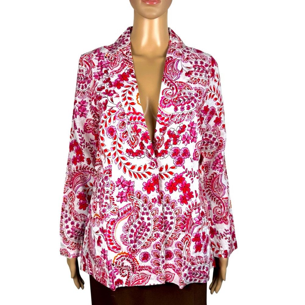 Johnny Was NWT New $255 Johnny Was Lillet Linen Floral Blazer Size XS Size XS / US 0-2 / IT 36-38 - 3 Thumbnail