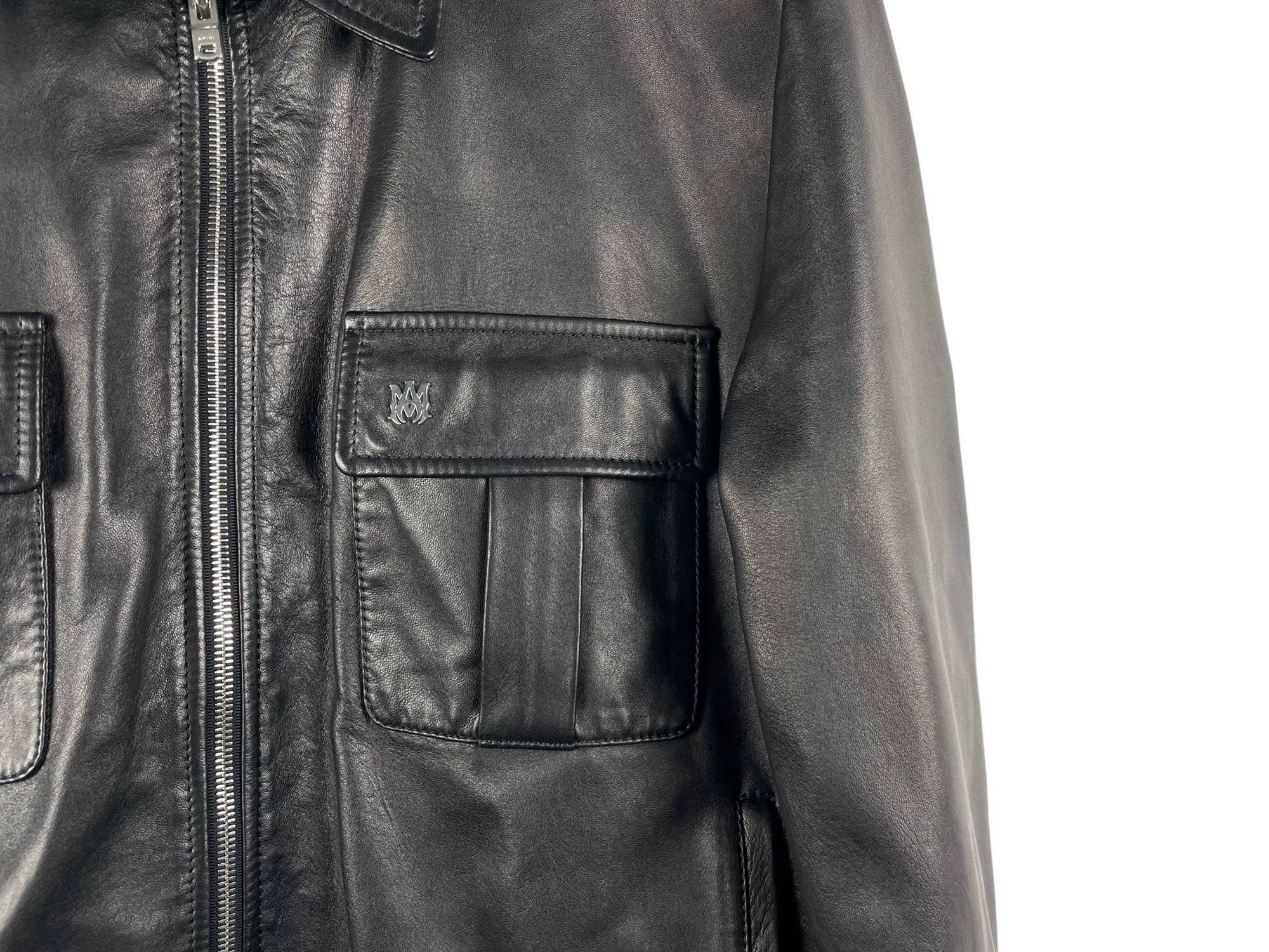 Amiri Amiri AW22 Logo Zipper Leather Jacket Size US M / EU 48-50 / 2 - 5 Thumbnail