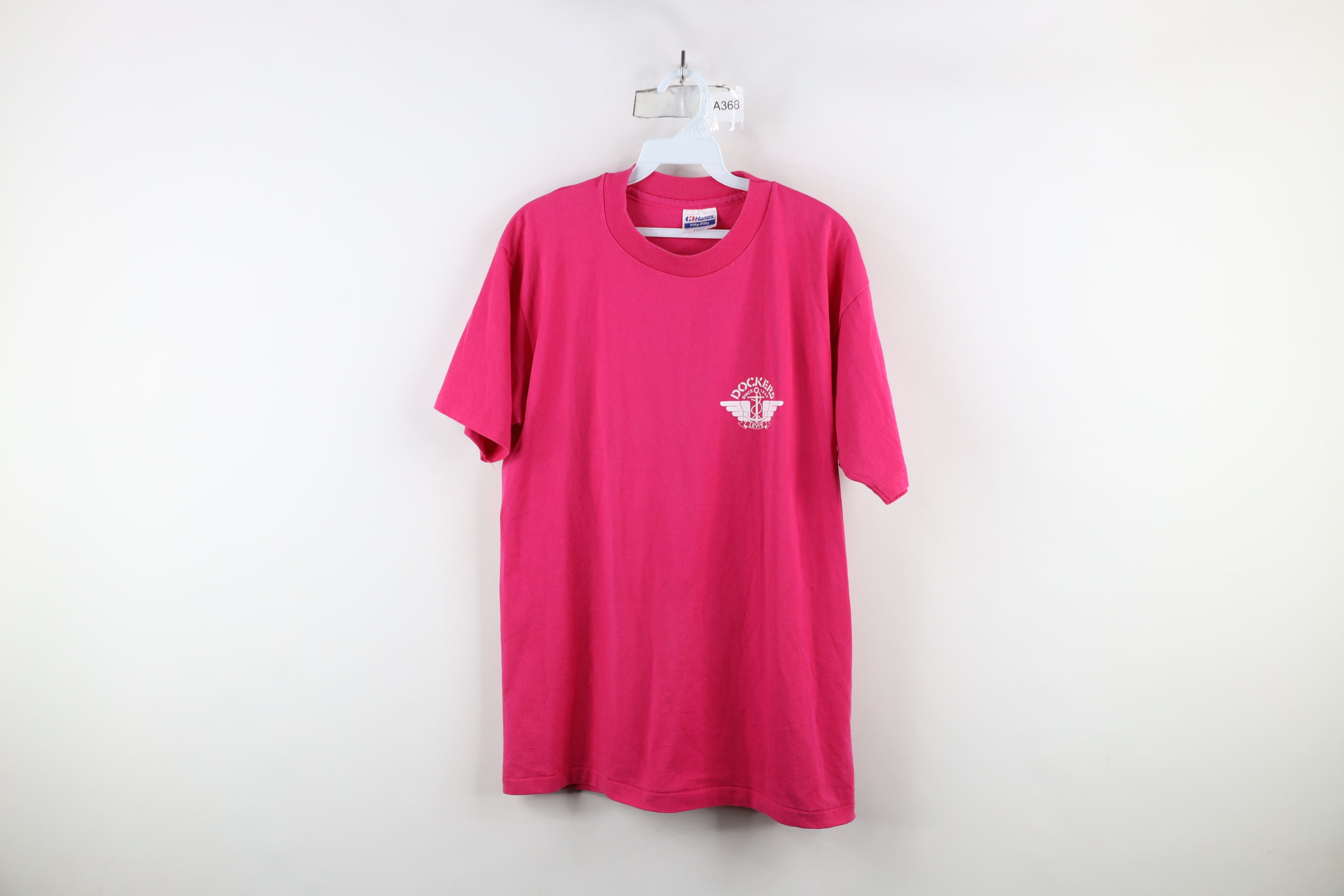 Hanes × Vintage Vintage 80s 90s Dockers x Levis Spell Out T-Shirt Pink USA Size US L / EU 52-54 / 3 - 1 Thumbnail