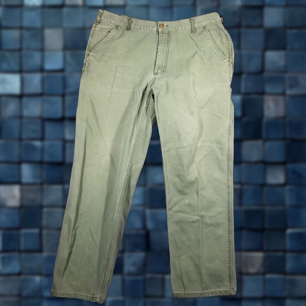 Vintage STANLEY VINTAGE Carpenter Pants Mens 38x32 Green Cotton Workwear Utility Tool Pockets Size US 38 / EU 54 - 1 Thumbnail
