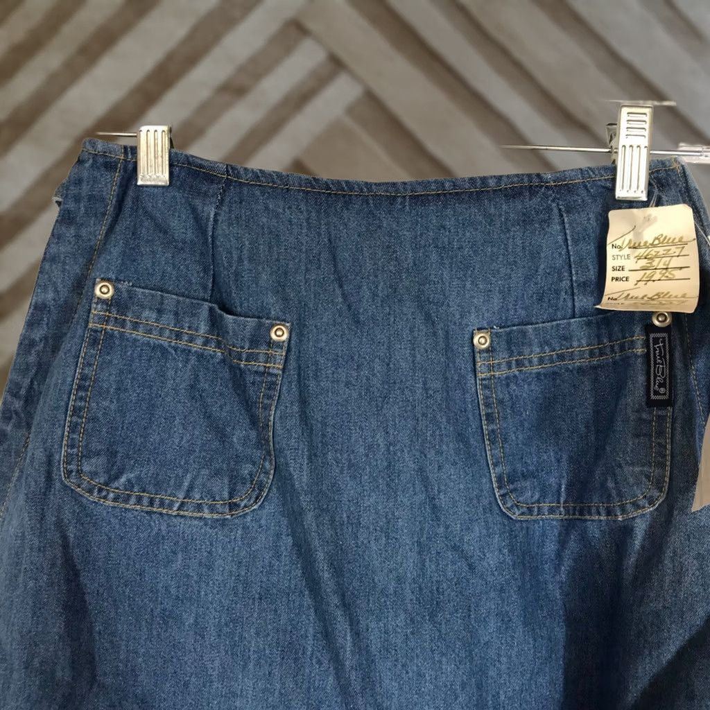 Denime VINTAGE True Blue Denim Skirt Tie Waist Pockets Mini A-Line Women Midi Blue Size 3/4 Size 26" / US 2 / IT 38 - 1 Thumbnail