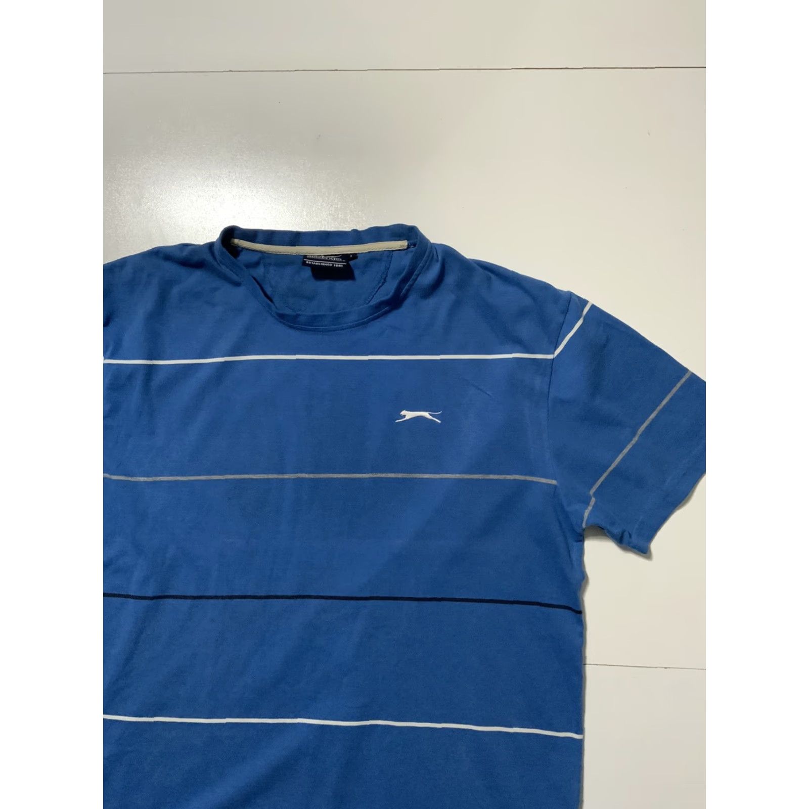 Vintage VINTAGE Slazenger Striped Blue Tennis Embroidered Logo S/S T-Shirt Sz. L Mens Blue Embroidered Logo Shirt Size US L / EU 52-54 / 3 - 3 Thumbnail