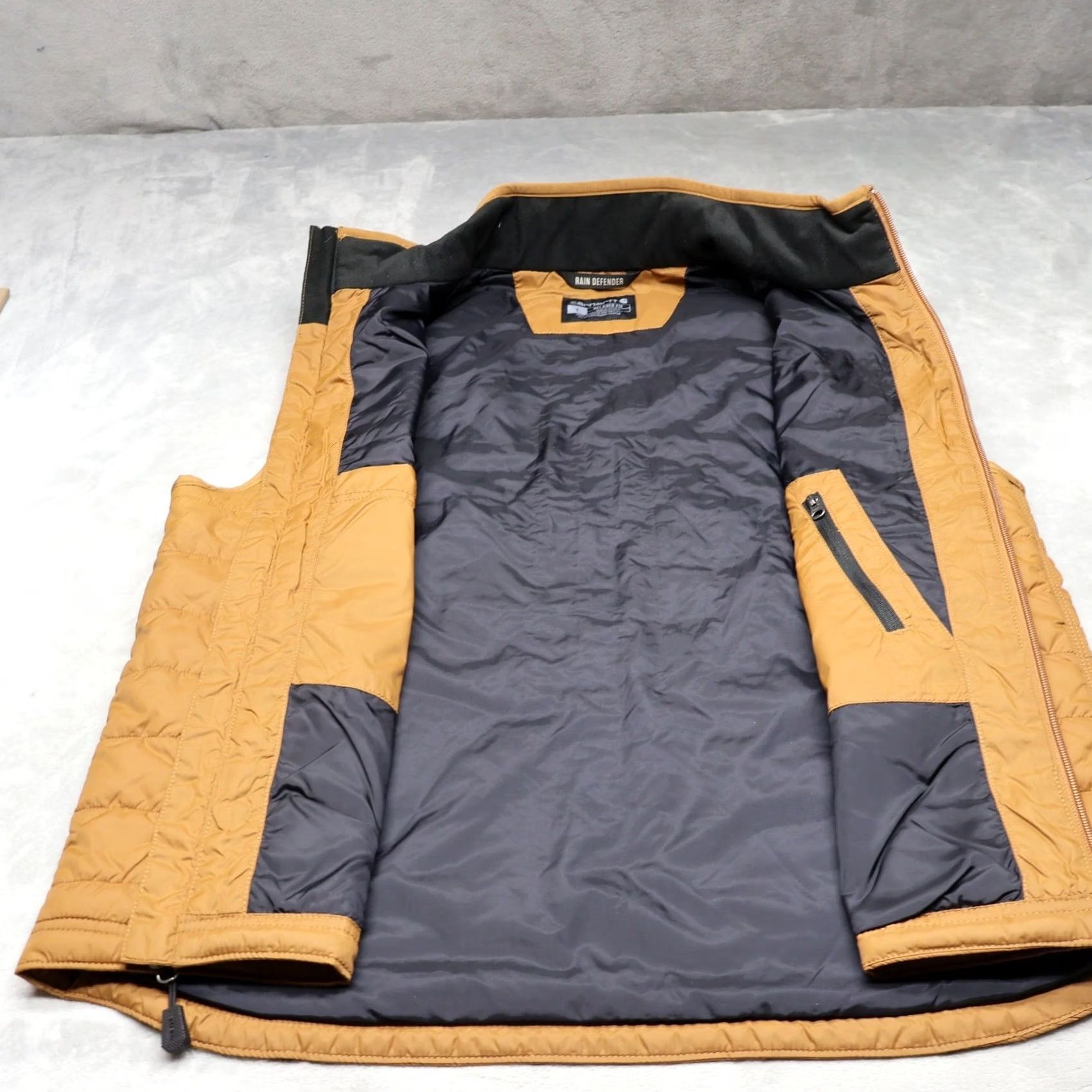Carhartt Carhartt Vest Men Large Brown Lightweight Water Resistant Insulated LOGO Quilted Rain Defender Zip Pockets Stand-Up Collar Size US L / EU 52-54 / 3 - 4 Thumbnail
