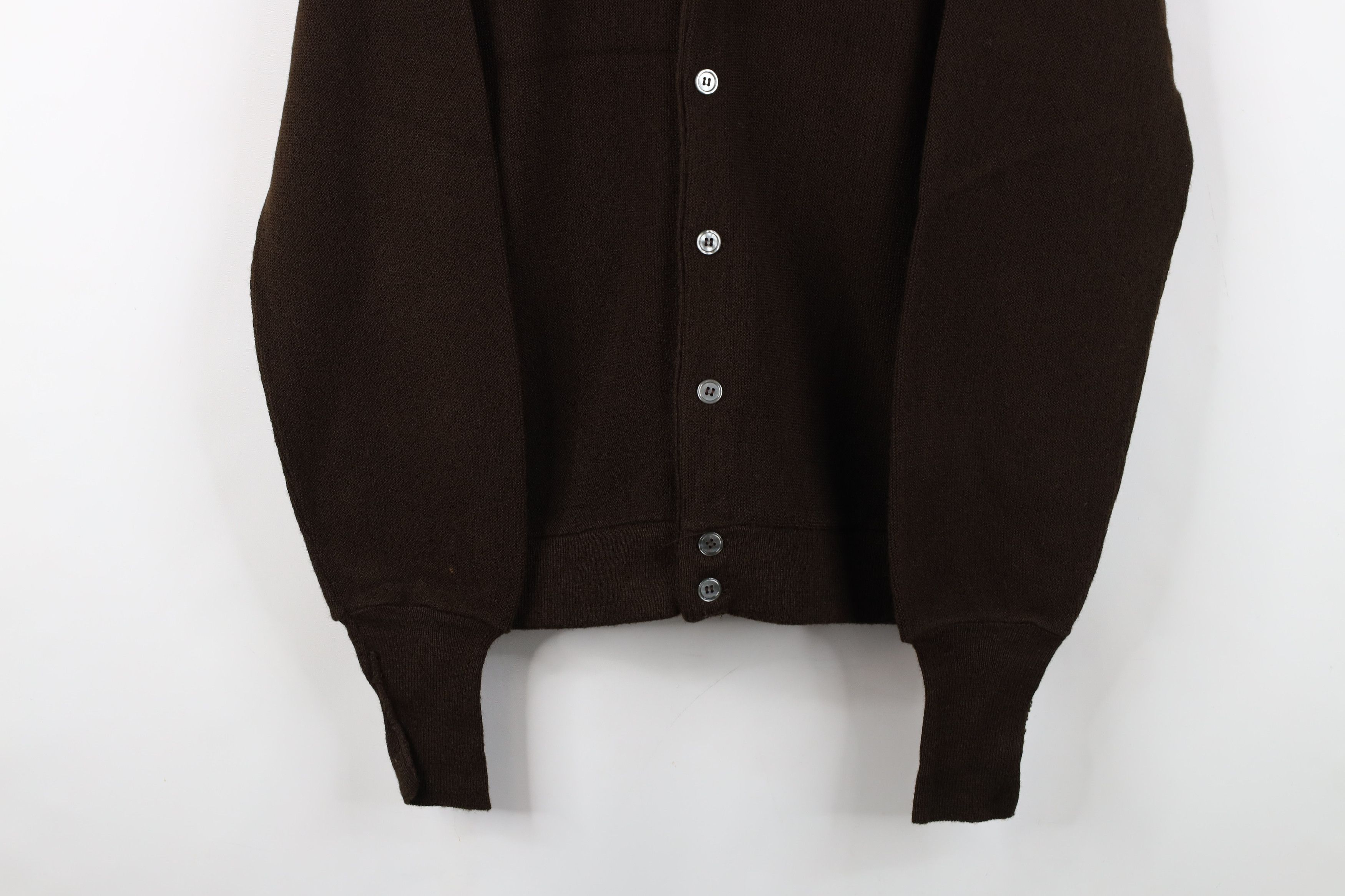 Vintage Vintage 70s Streetwear Blank Knit Cardigan Sweater Brown USA Size US L / EU 52-54 / 3 - 3 Thumbnail