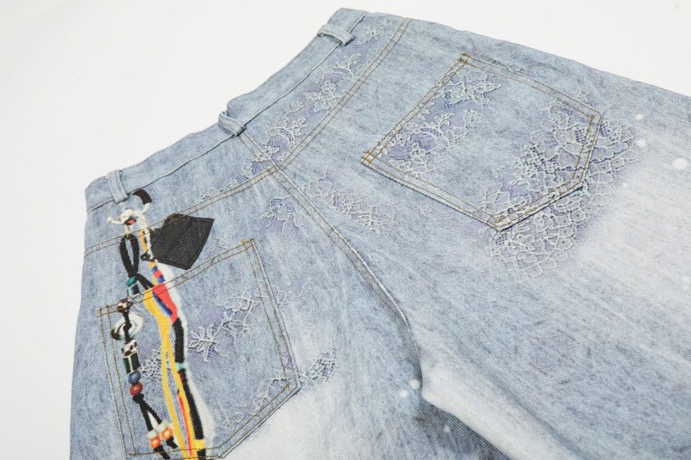 Jean Men's old washed digital printed square scarf machete jeans Size US 32 / EU 48 - 5 Thumbnail