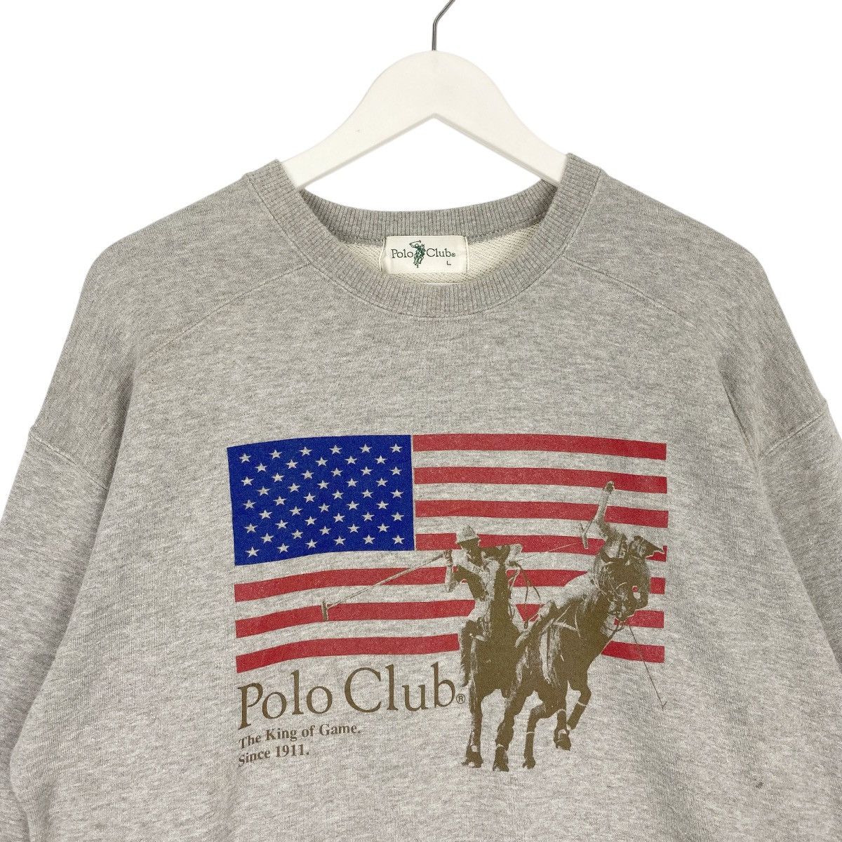 Vintage Vintage Polo Club The King Of Games Sweatshirt Crewneck Grey Size US L / EU 52-54 / 3 - 4 Thumbnail