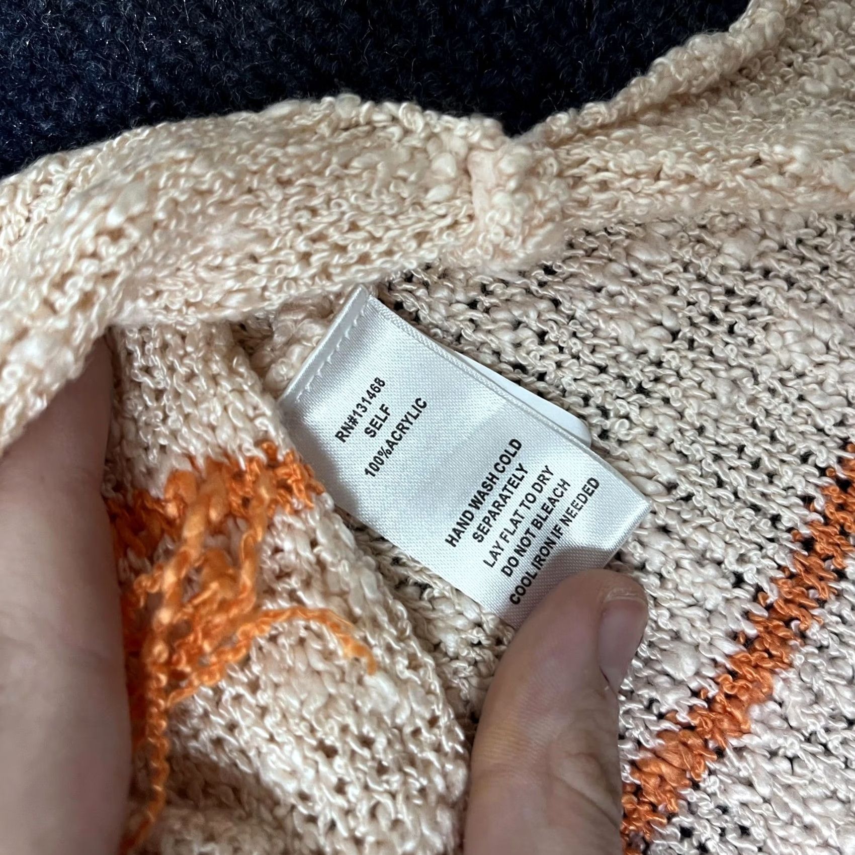 Vintage Fate Vest Sweater Womens Large Beige Orange Stripe Fringe Poncho Knit Boho Tassel Lace Tassel Size L / US 10 / IT 46 - 3 Thumbnail
