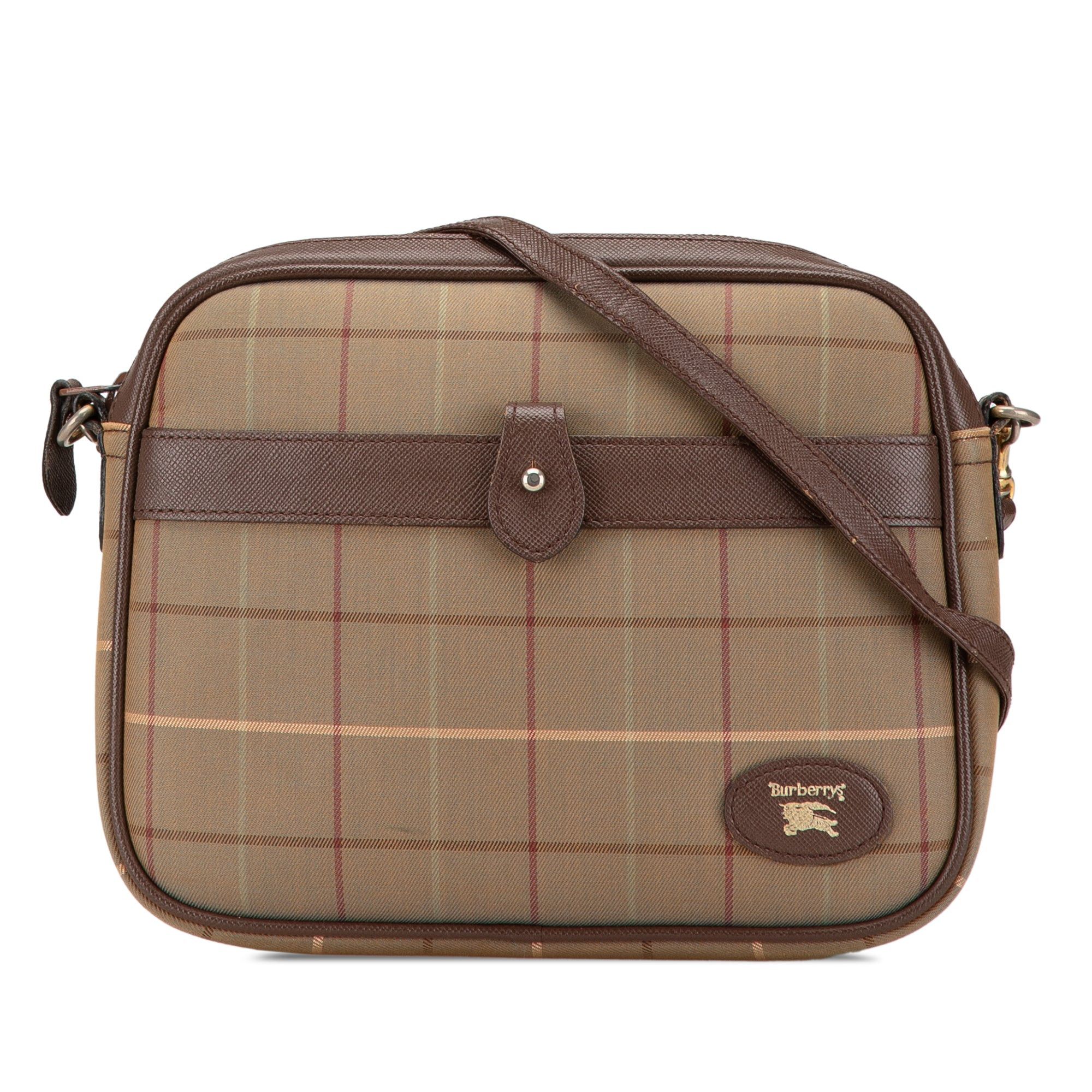 Burberry Vintage Check Canvas Crossbody in Brown, Women's