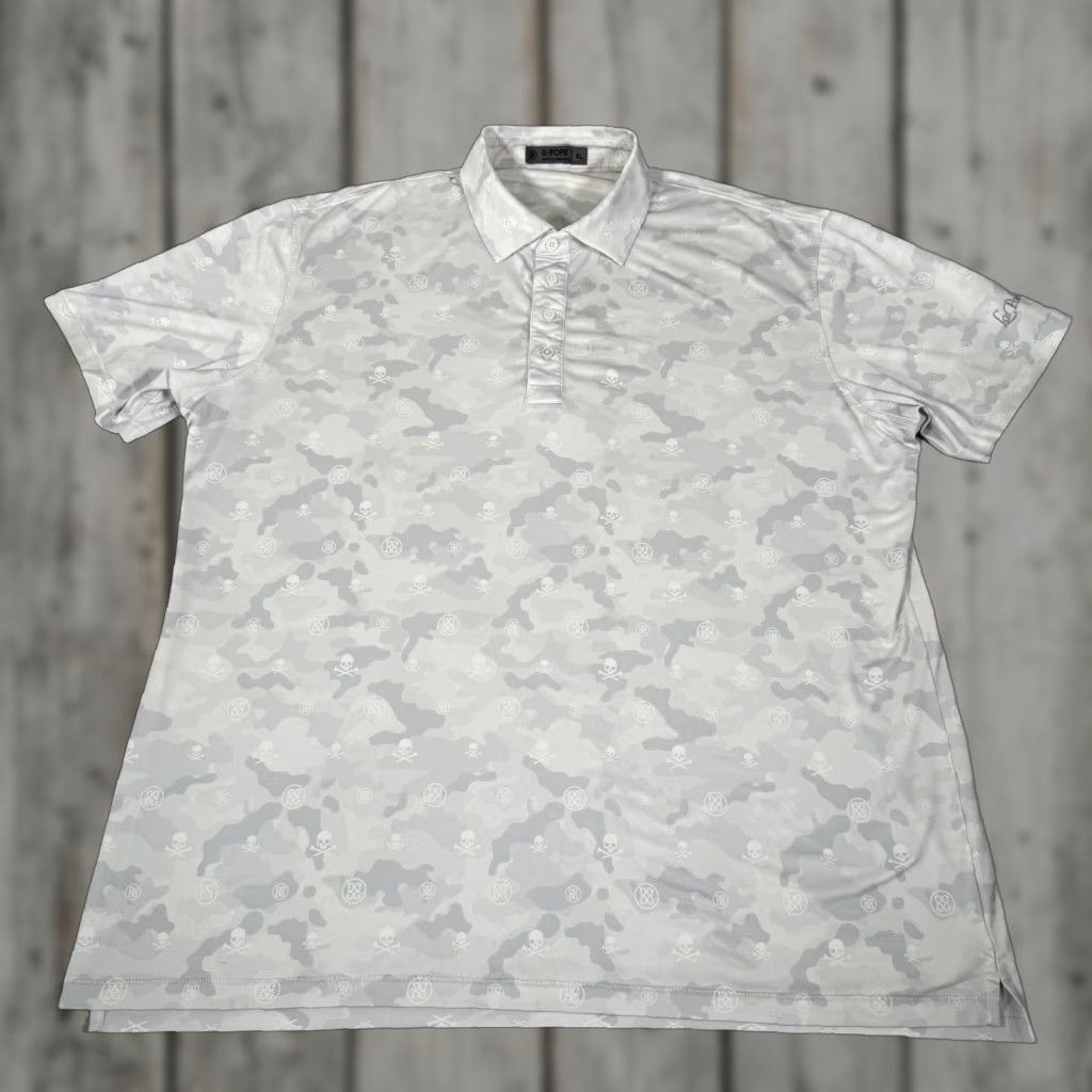 G/FORE G/FORE Polo Shirt Mens XL White Camo Skull Golf Performance Stretch Short Sleeve Size US XL / EU 56 / 4 - 1 Thumbnail