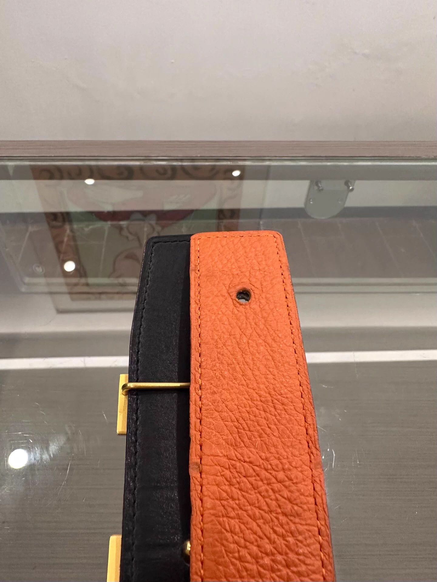 Hermes hermes orange black H buckle belt 95cm 99new box Size ONE SIZE - 5 Thumbnail
