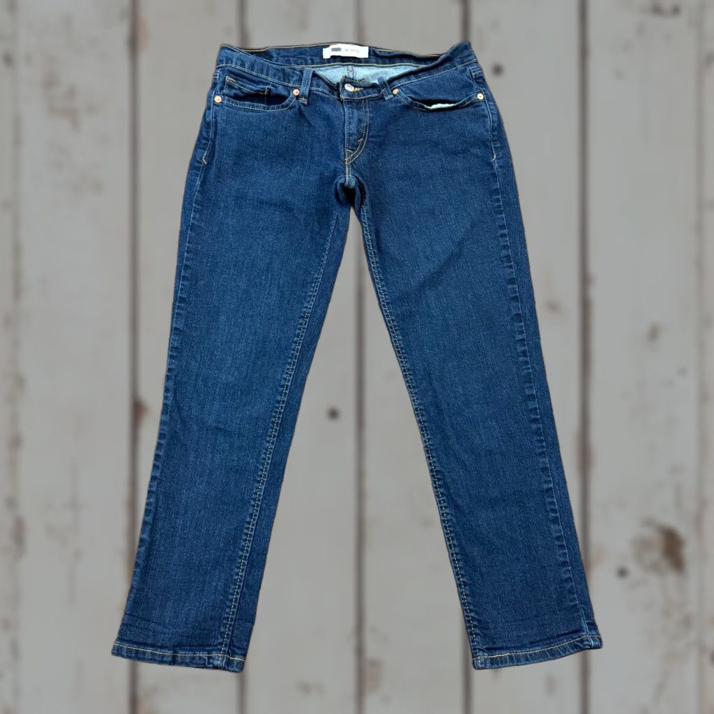 Levi's Levis 524 Jeans Womens 9 Skinny Low Rise Stretch Denim Dark Wash 29x26 Blue Cotton Blend Denim Regular 500 Series Womens Jeans 29x26 Size 29" - 1 Thumbnail
