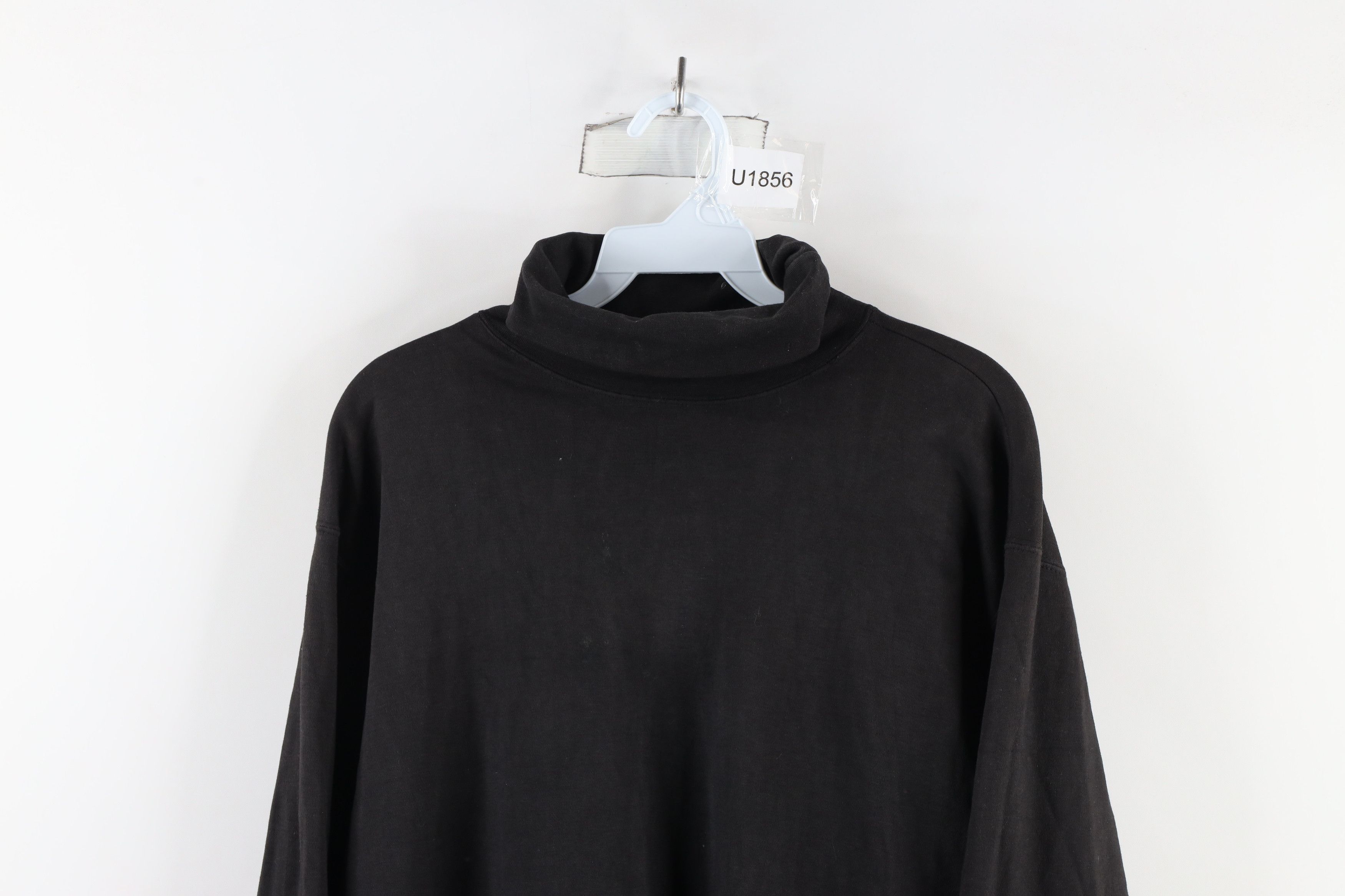 Vintage Vintage 90s Streetwear Blank Cotton Turtleneck T-Shirt Black Size US L / EU 52-54 / 3 - 2 Thumbnail