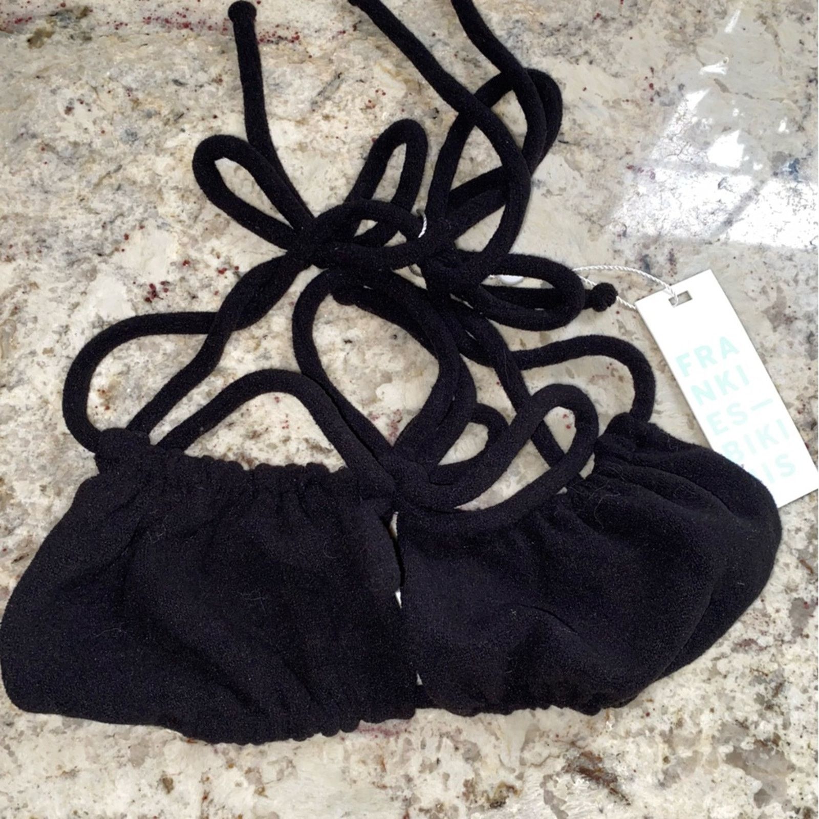 Frankie Shop NEW Frankie's Bikinis Eliza Terry Bikini Top Blk XS NWT Size XS / US 0-2 / IT 36-38 - 2 Thumbnail