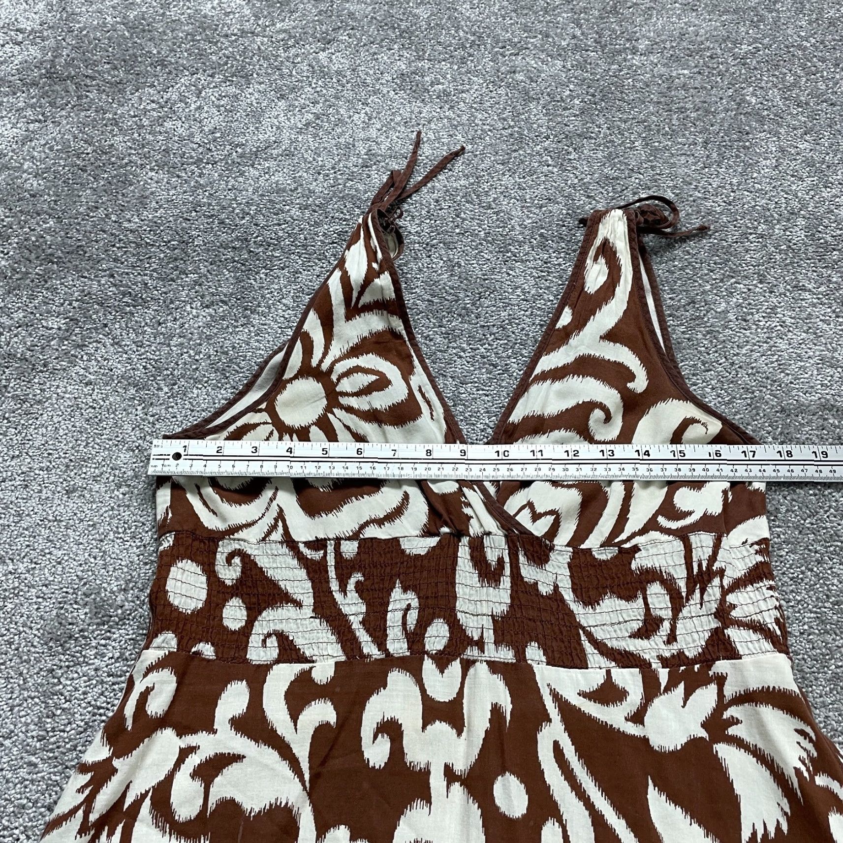 Vintage VINTAGE Speechless Dress Womens 11 Brown Ivory Midi Floral Stretch Flare A Line Summer Size L / US 10 / IT 46 - 7 Thumbnail
