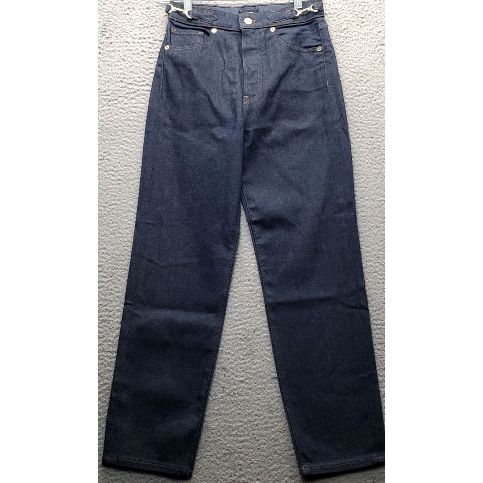 Express Express Womens Jeans 00R Blue Super High Rise Straight Cinch Buckles 5-Pocket Denim Jeans Size 24" / US 00 / IT 34 - 2 Thumbnail