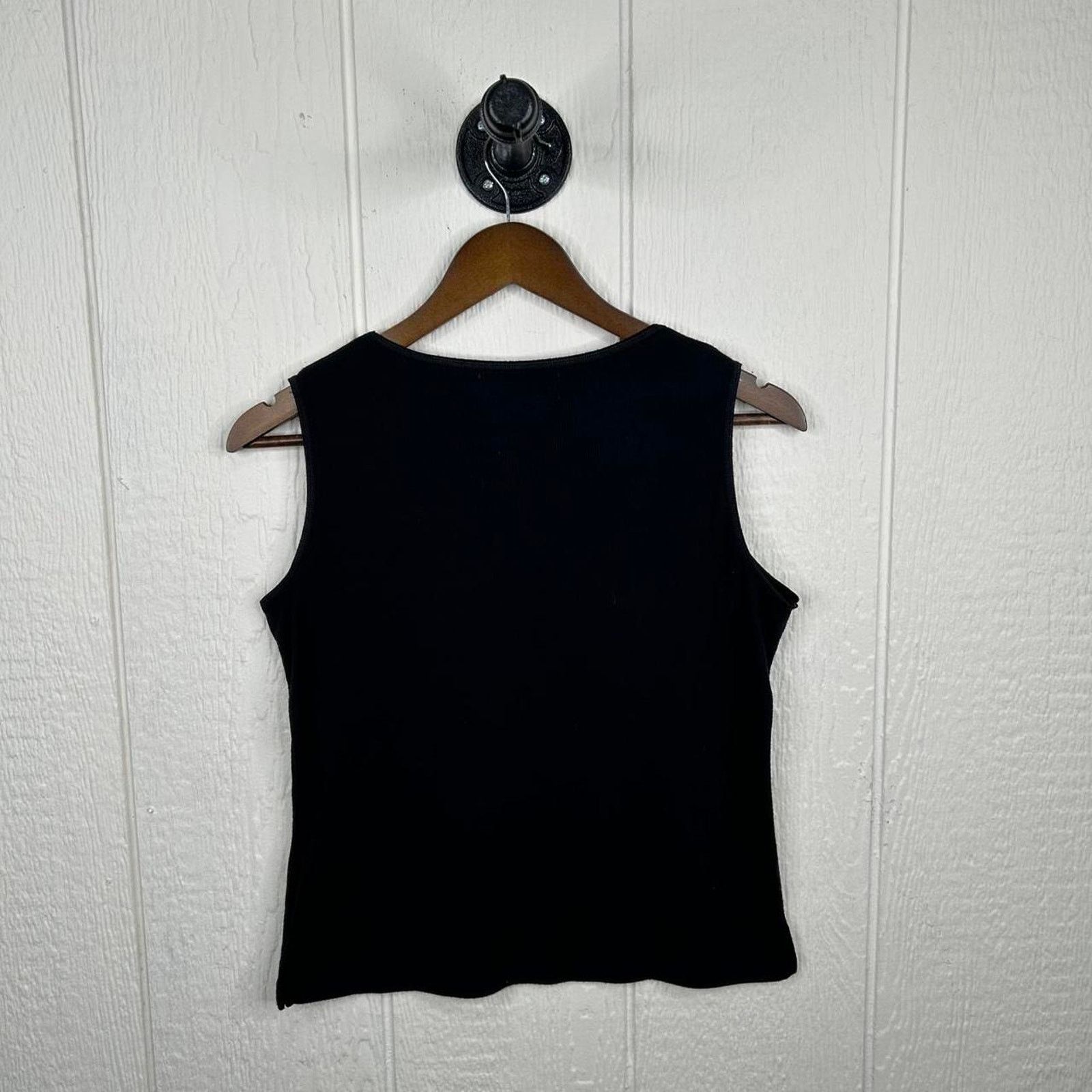 Other Vintage Y2K Black V-Neck Stretchy Cotton Tank Top Small Size S / US 4 / IT 40 - 3 Thumbnail